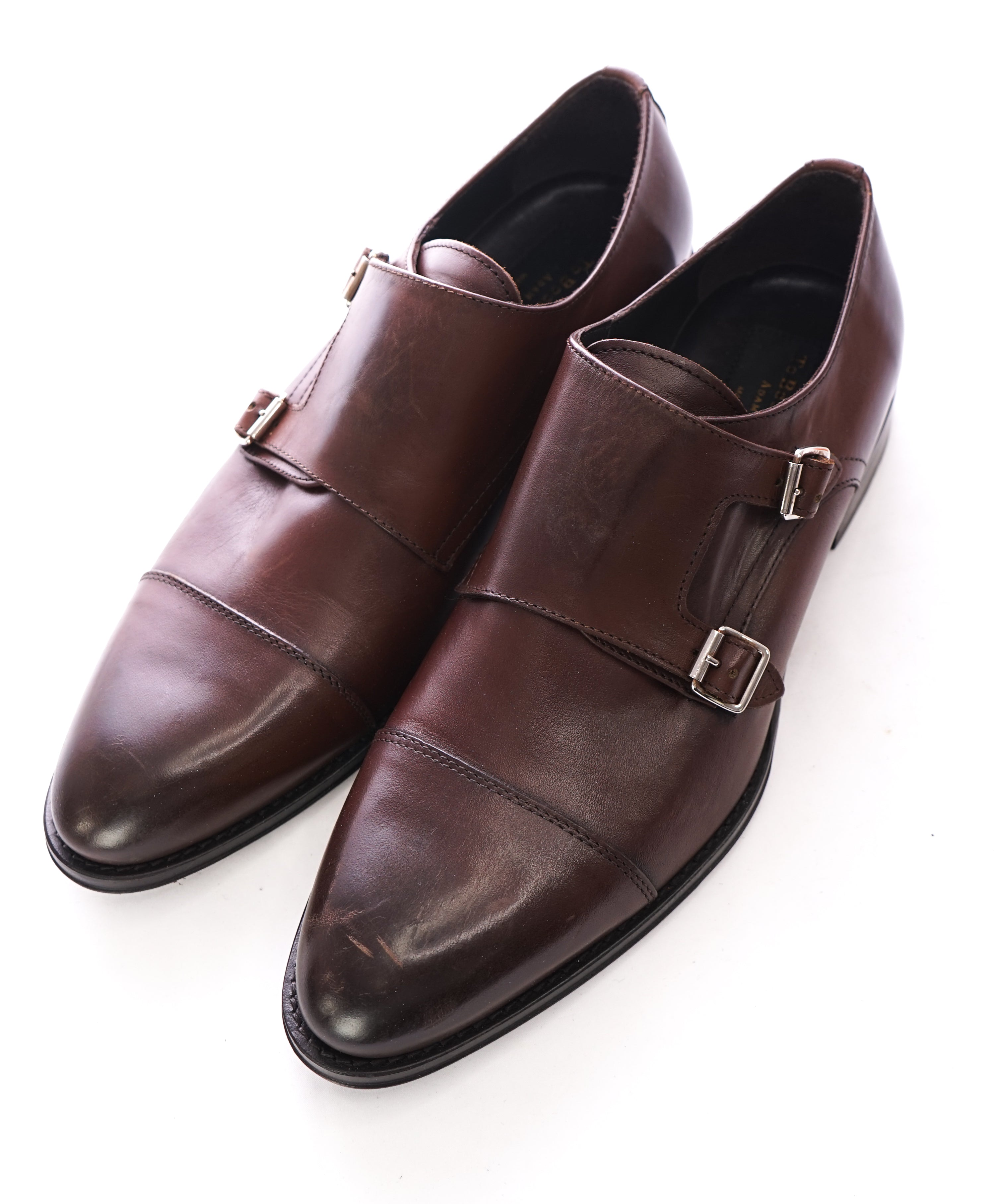 TO BOOT NEW YORK - Dark Brown Double Monk Strap Cap Toe Loafers - 10.5