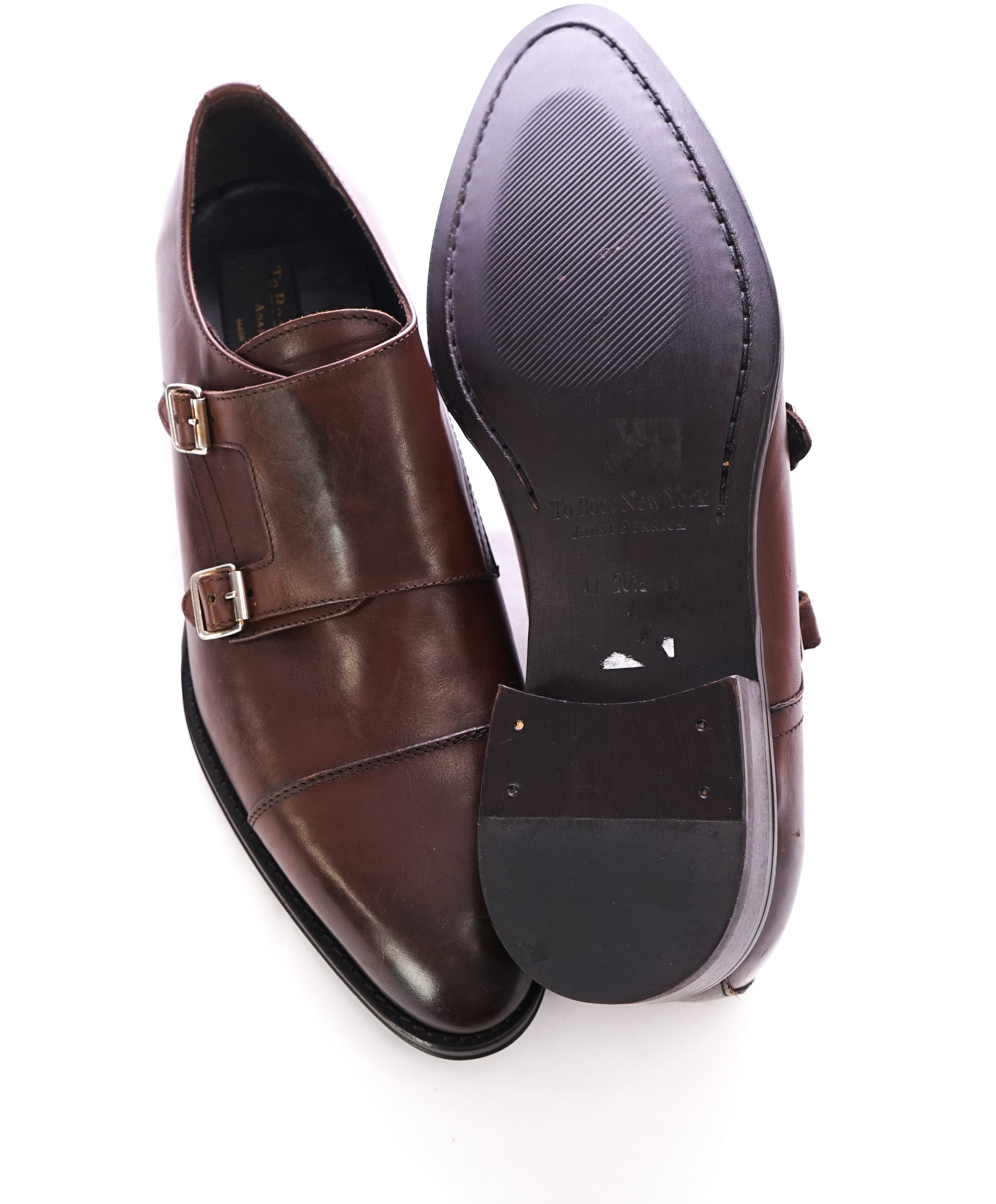 TO BOOT NEW YORK - Dark Brown Double Monk Strap Cap Toe Loafers - 10.5