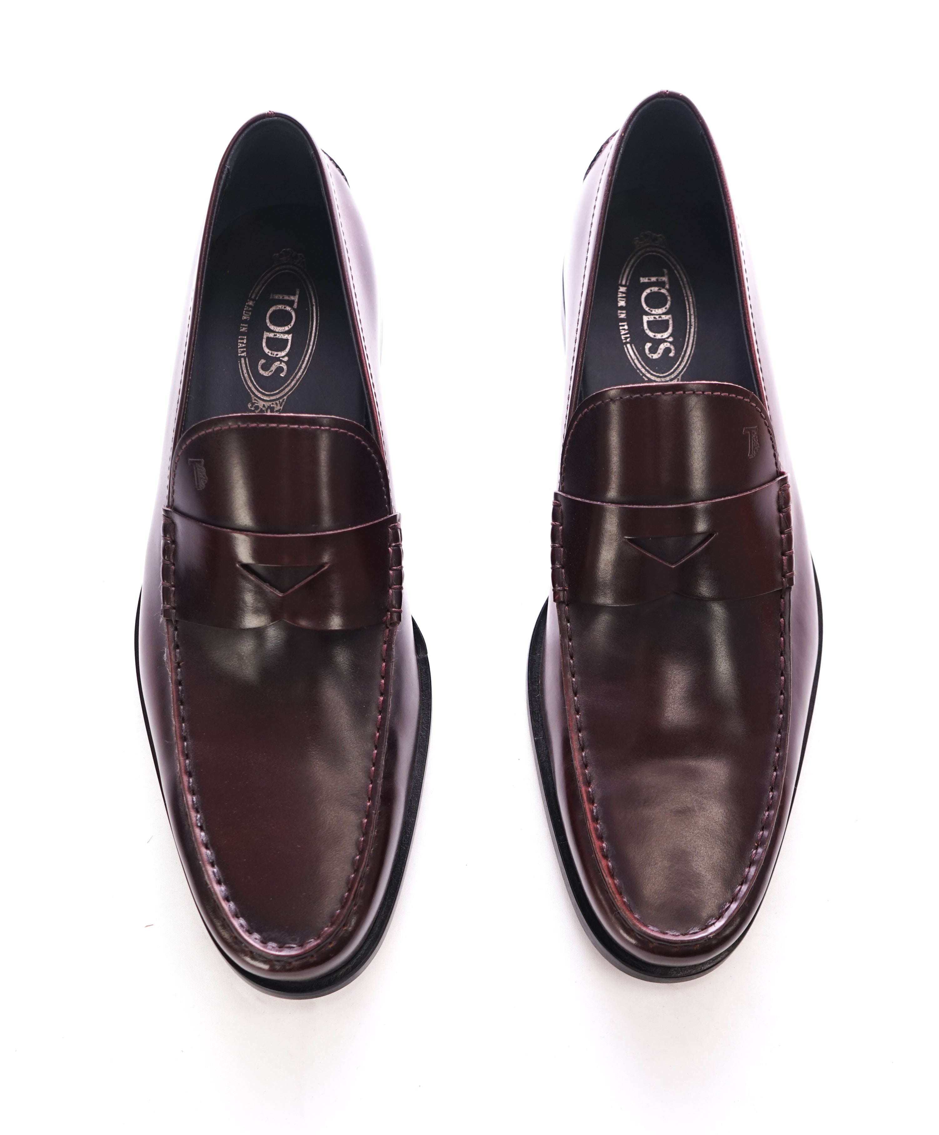 TOD’S - Burgundy Oxblood Penny Loafers “Boston /Devon” Leather Sole - 11.5US