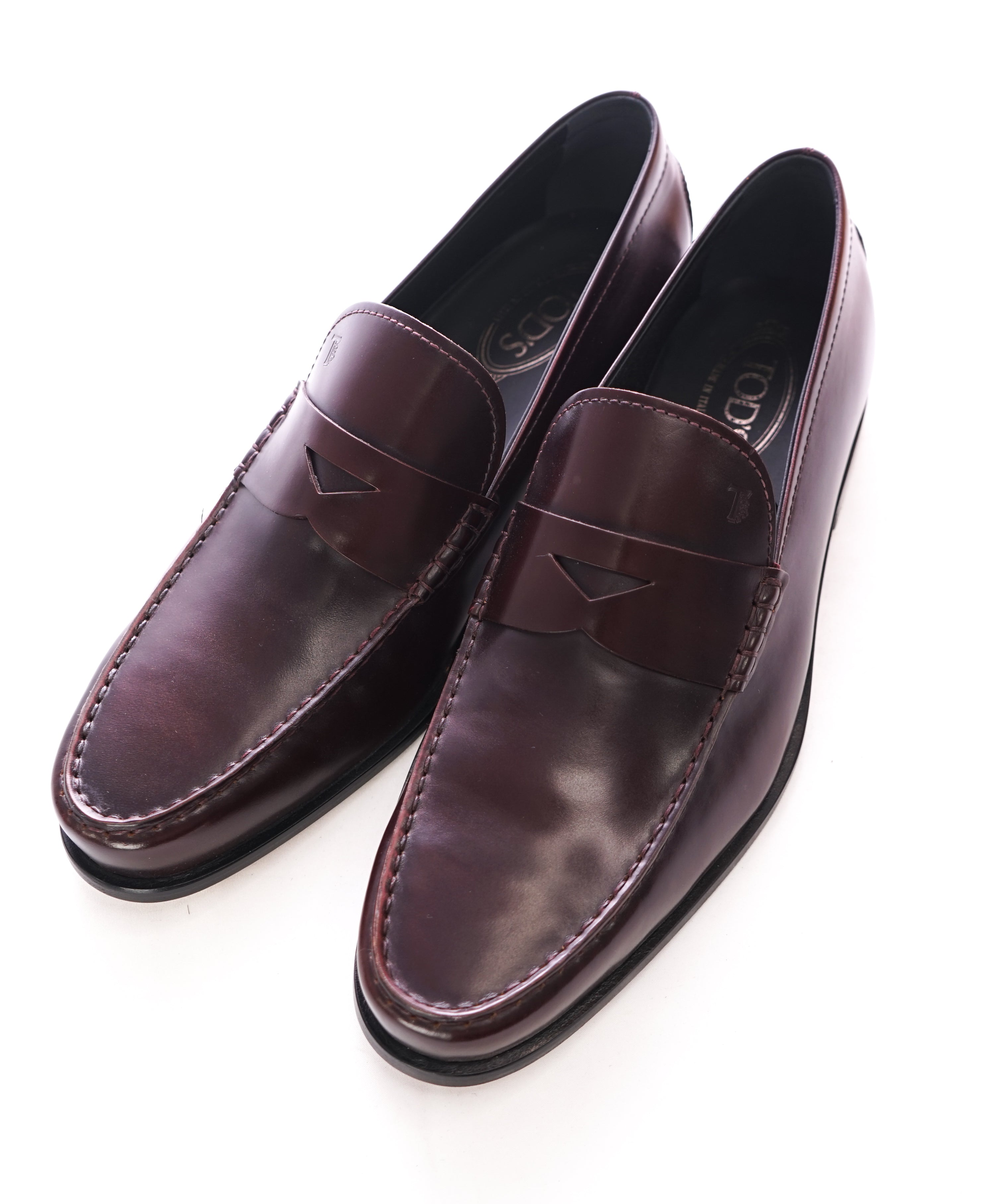 TOD’S - Burgundy Oxblood Penny Loafers “Boston /Devon” Leather Sole - 11.5US