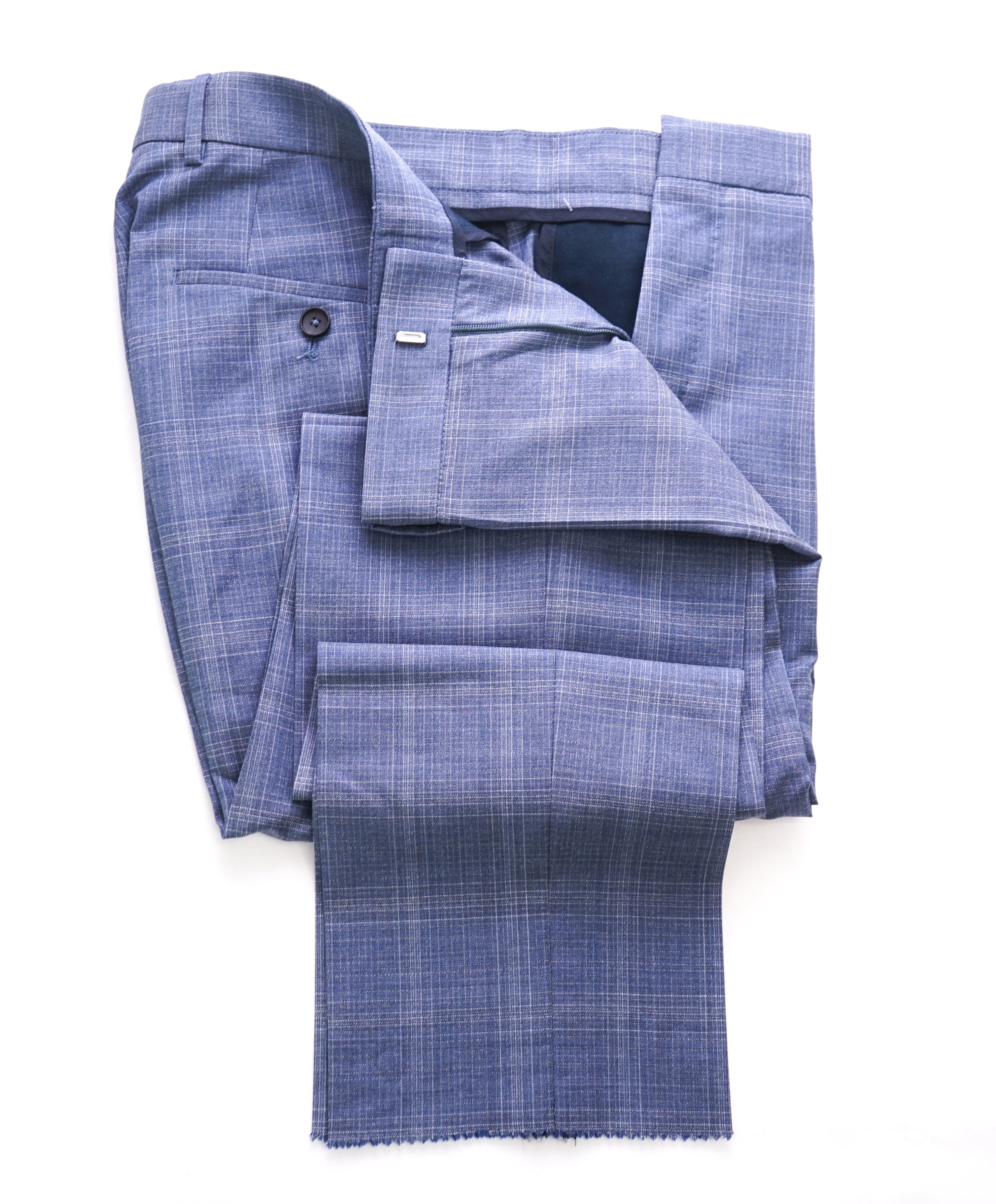 HUGO BOSS - Powder Blue Plaid “Novan4/Ben2” Flat Front Dress Pants - 33W