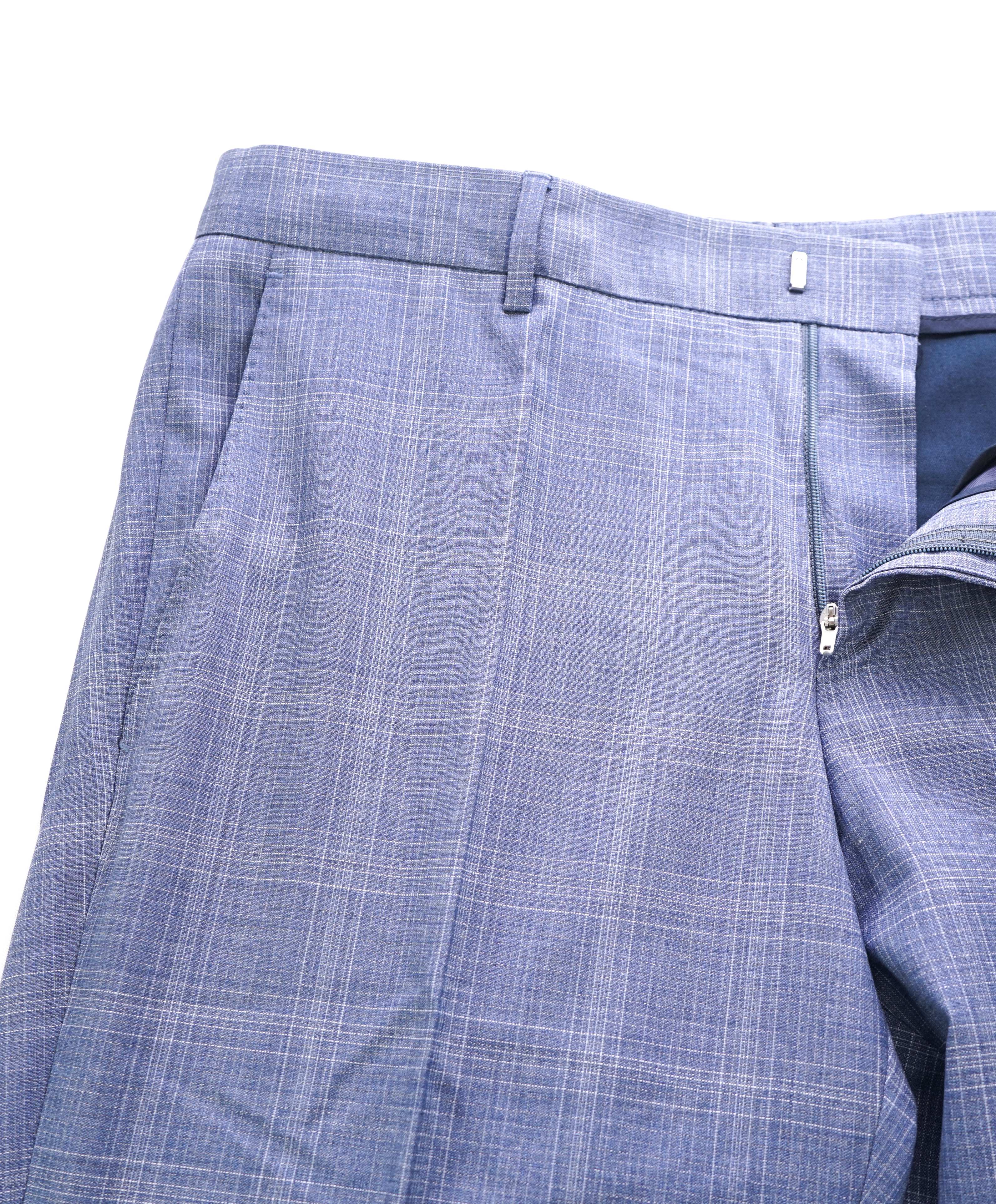 HUGO BOSS - Powder Blue Plaid “Novan4/Ben2” Flat Front Dress Pants - 33W