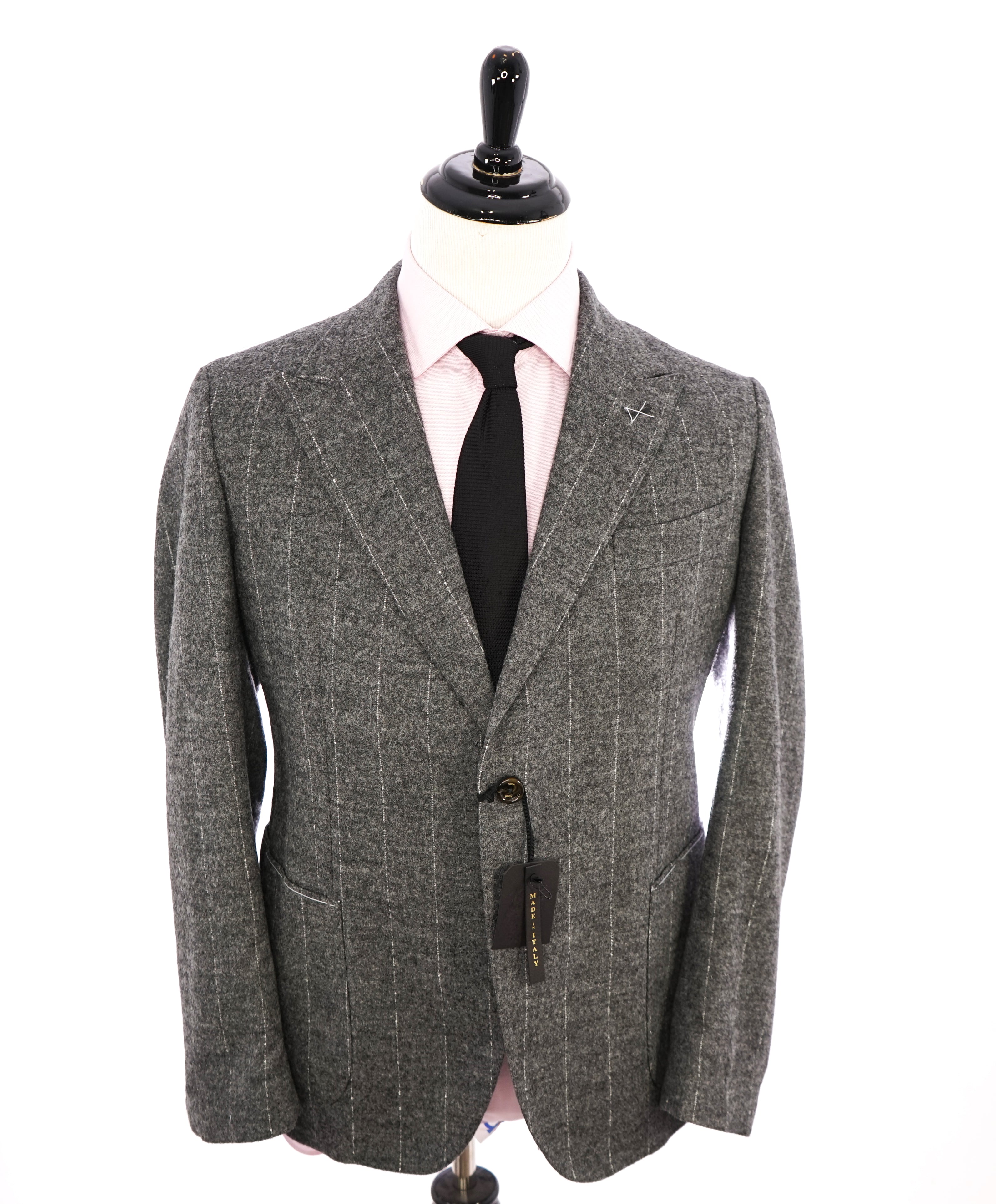 MAXI HO - By ELEVENTY CASHMERE Blend Gray Chalk Stripe Suit  - 44S