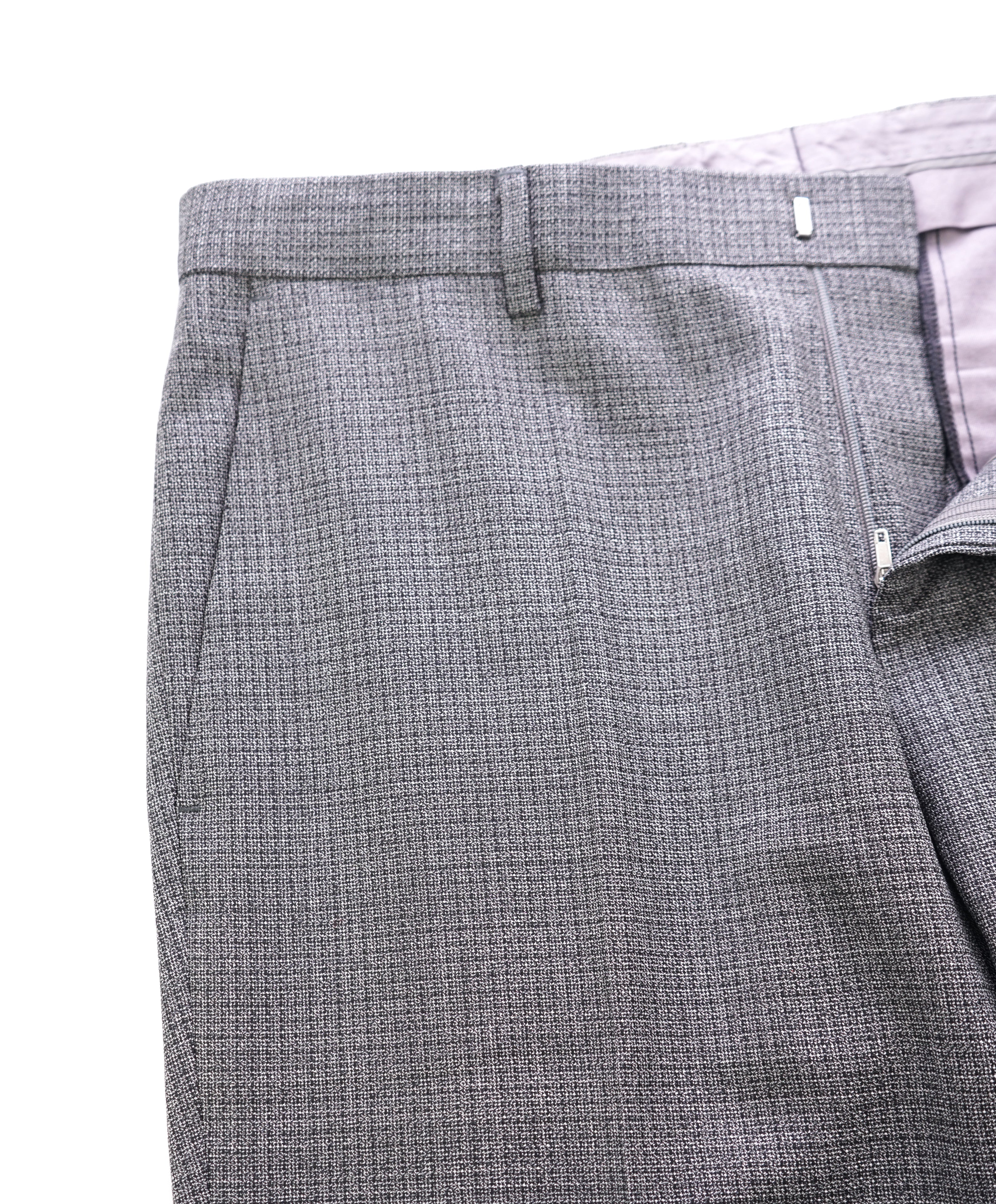 HUGO BOSS - Textured Gray MOP Buttons “Hutson3/Gander1” Flat Front Dress Pants - 33W