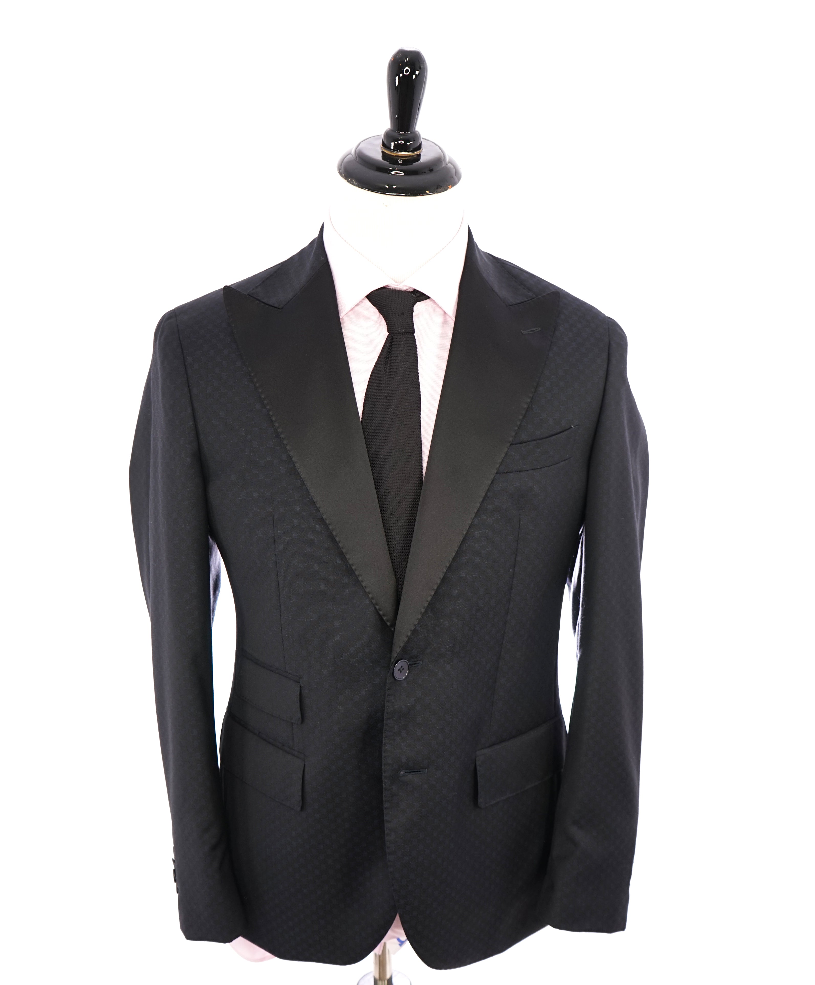 L.B.M. 1911 -LUIGI BIANCHI MANTOVA Blue Check Wide Peak Lapel Tuxedo- 40R