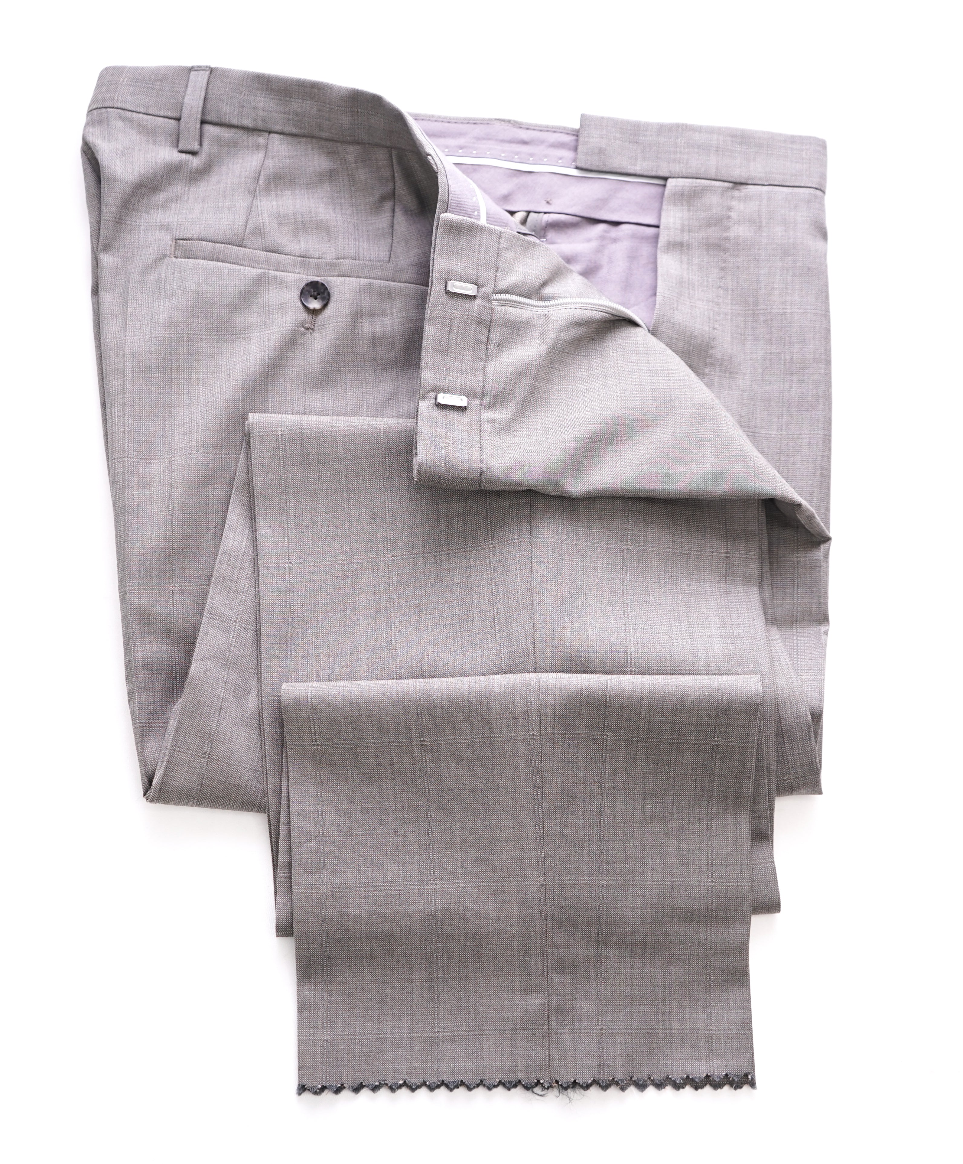 HUGO BOSS - Gray Pindot “Johnstons3/Lenon1” Flat Front Dress Pants - 34W