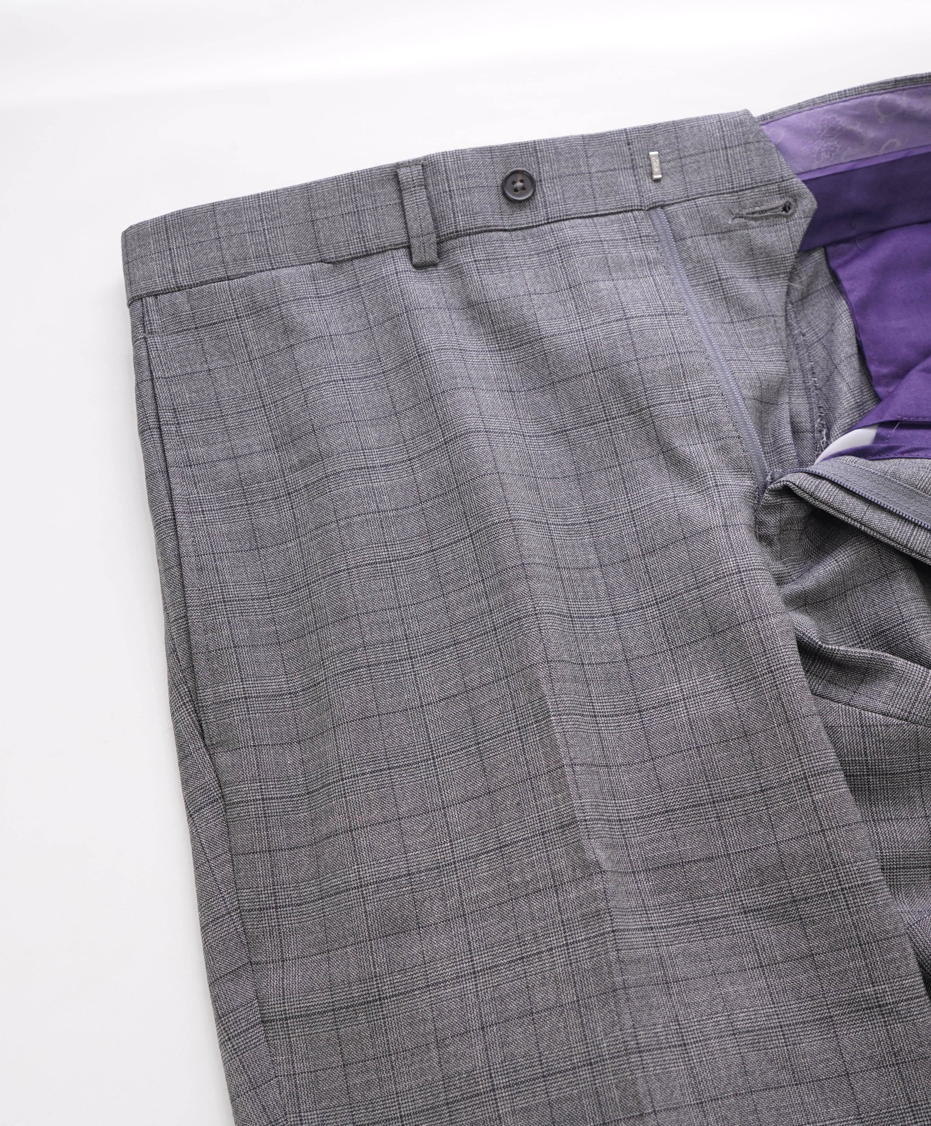 TED BAKER - Gray Prince of Wales Check Wool Flat Front Dress Pants- 35W