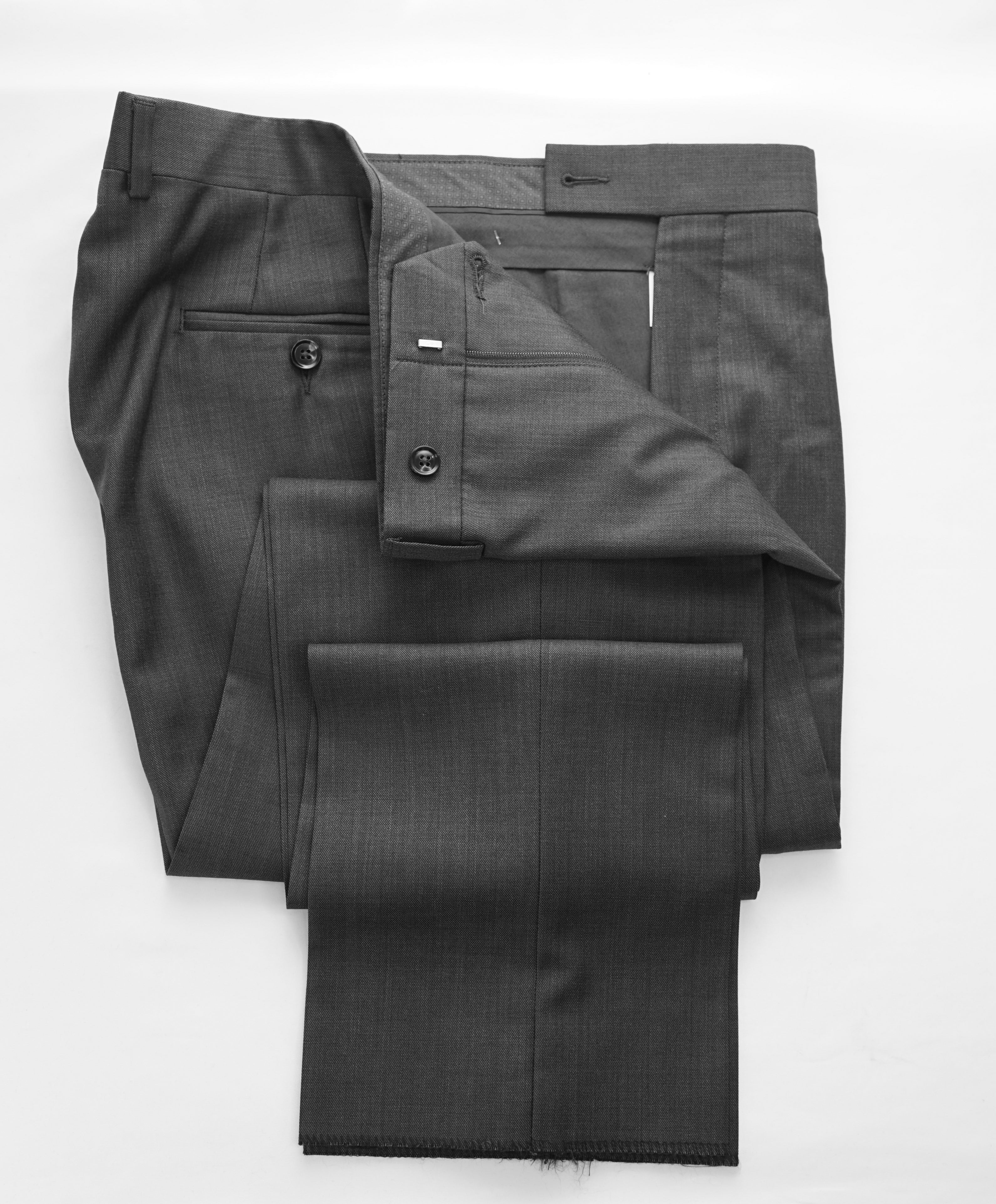 TED BAKER - Solid Charcoal Wool Flat Front Dress Pants - 37W