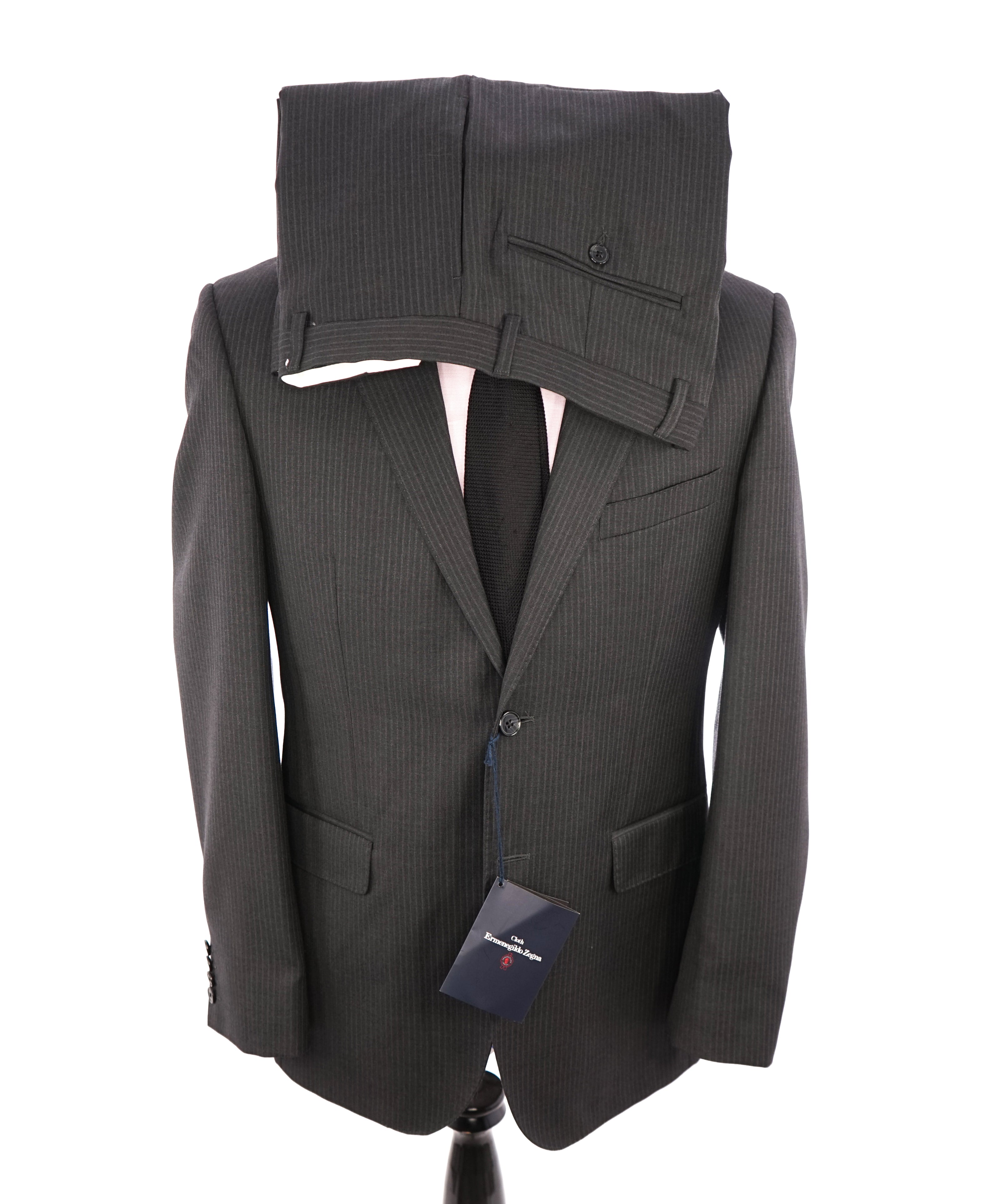 ERMENEGILDO ZEGNA - By SAKS FIFTH AVENUE Charcoal Gray Stripe Suit - 40R