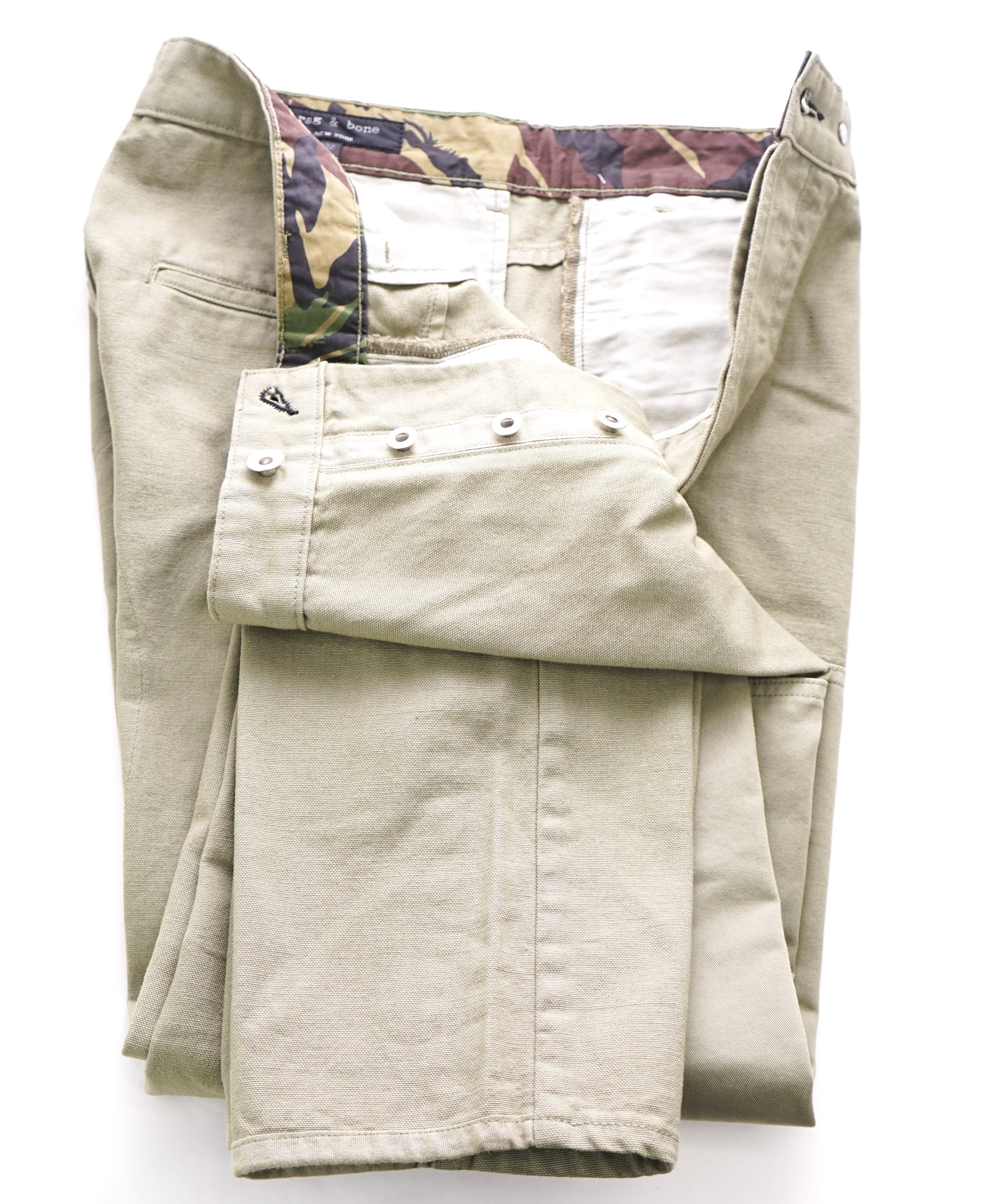 RAG & BONE - Cotton Khaki Pants W Logo & Button Fly - 32W