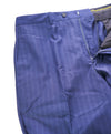 HICKEY FREEMAN - Wool "TRAVELER" Tonal Blue Stripe Flat Front Dress Pants - 37W