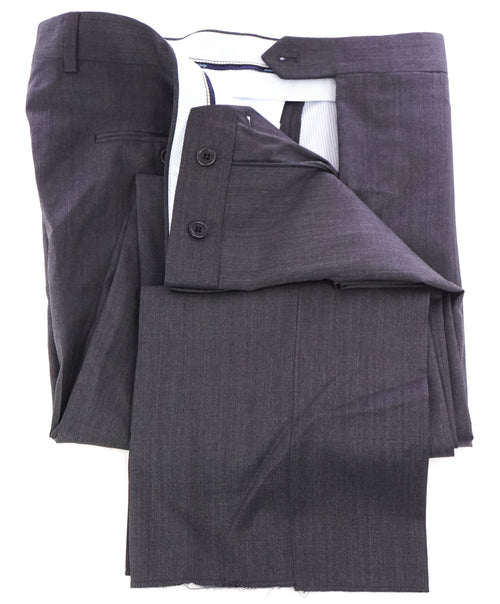 SAKS FIFTH AVE -Charcoal Wool & Silk MADE IN ITALY Flat Front Dress Pants -  34W