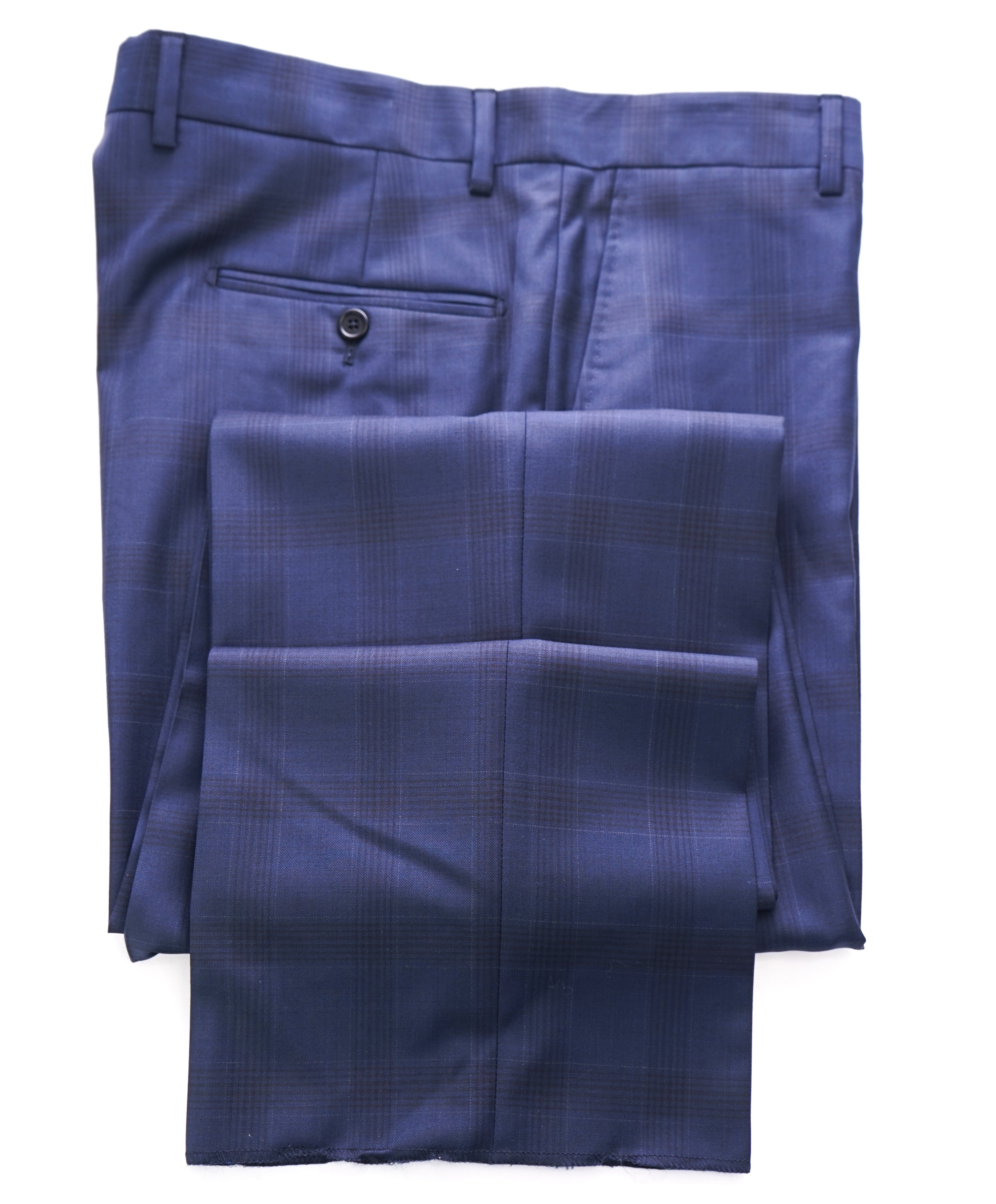 SAKS FIFTH AVE -Made in ITALY Bold Blue Plaid Flat Front Dress Pants- 36W