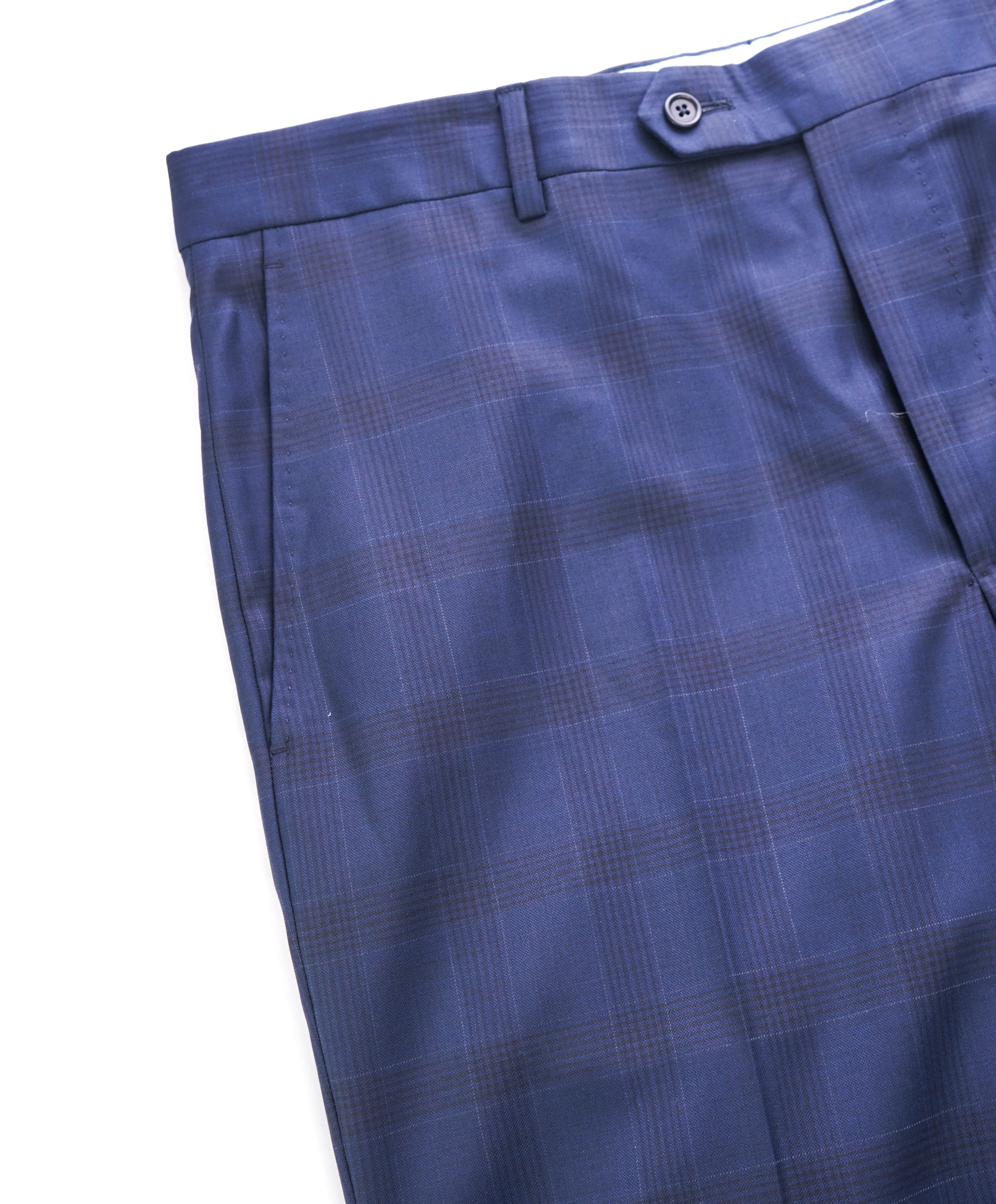 SAKS FIFTH AVE -Made in ITALY Bold Blue Plaid Flat Front Dress Pants- 36W