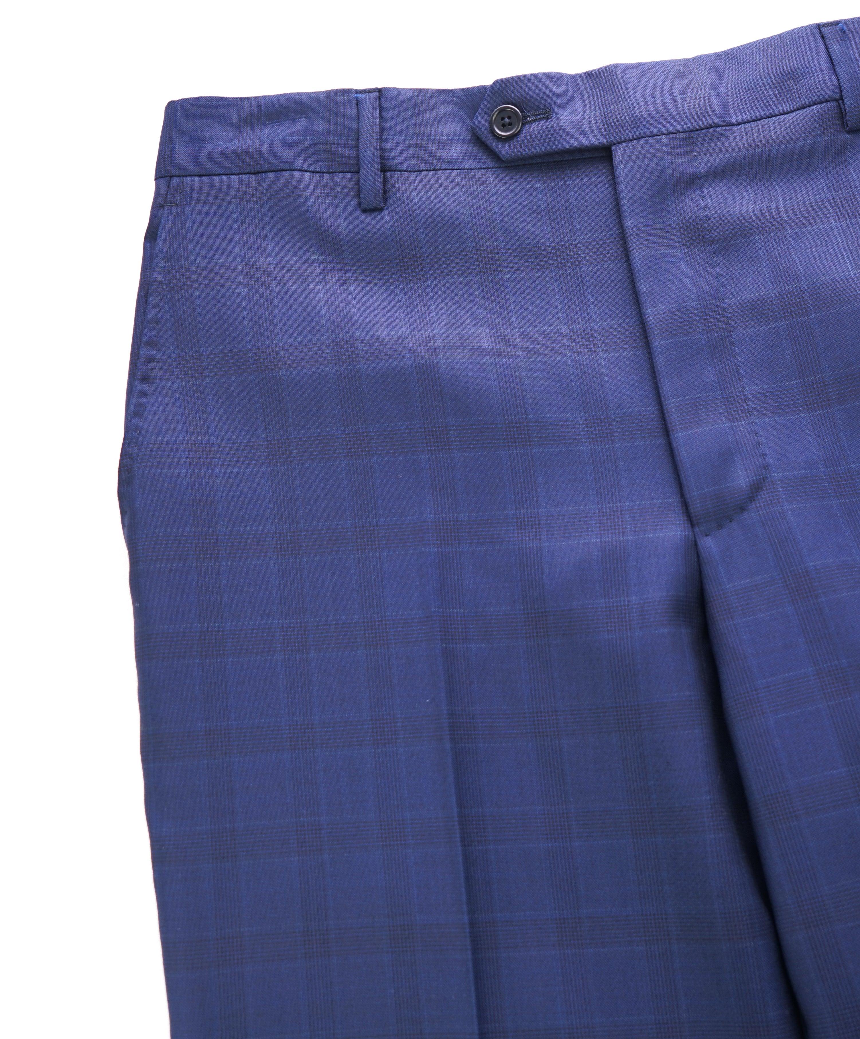 SAKS FIFTH AVE - Blue Glen Plaid Check MADE IN ITALY Flat Front Dress Pants - 34W