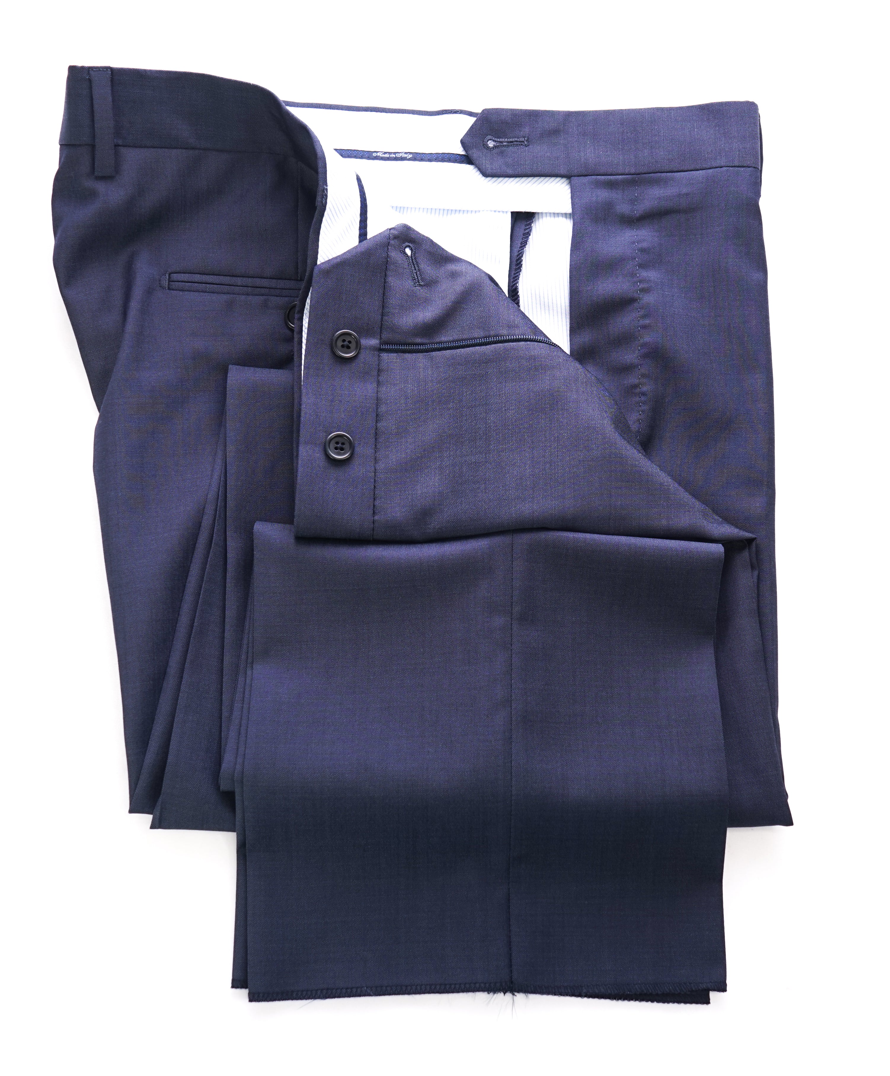 SAKS FIFTH AVE - Medium Blue MADE IN ITALY Flat Front Dress Pants - 36W