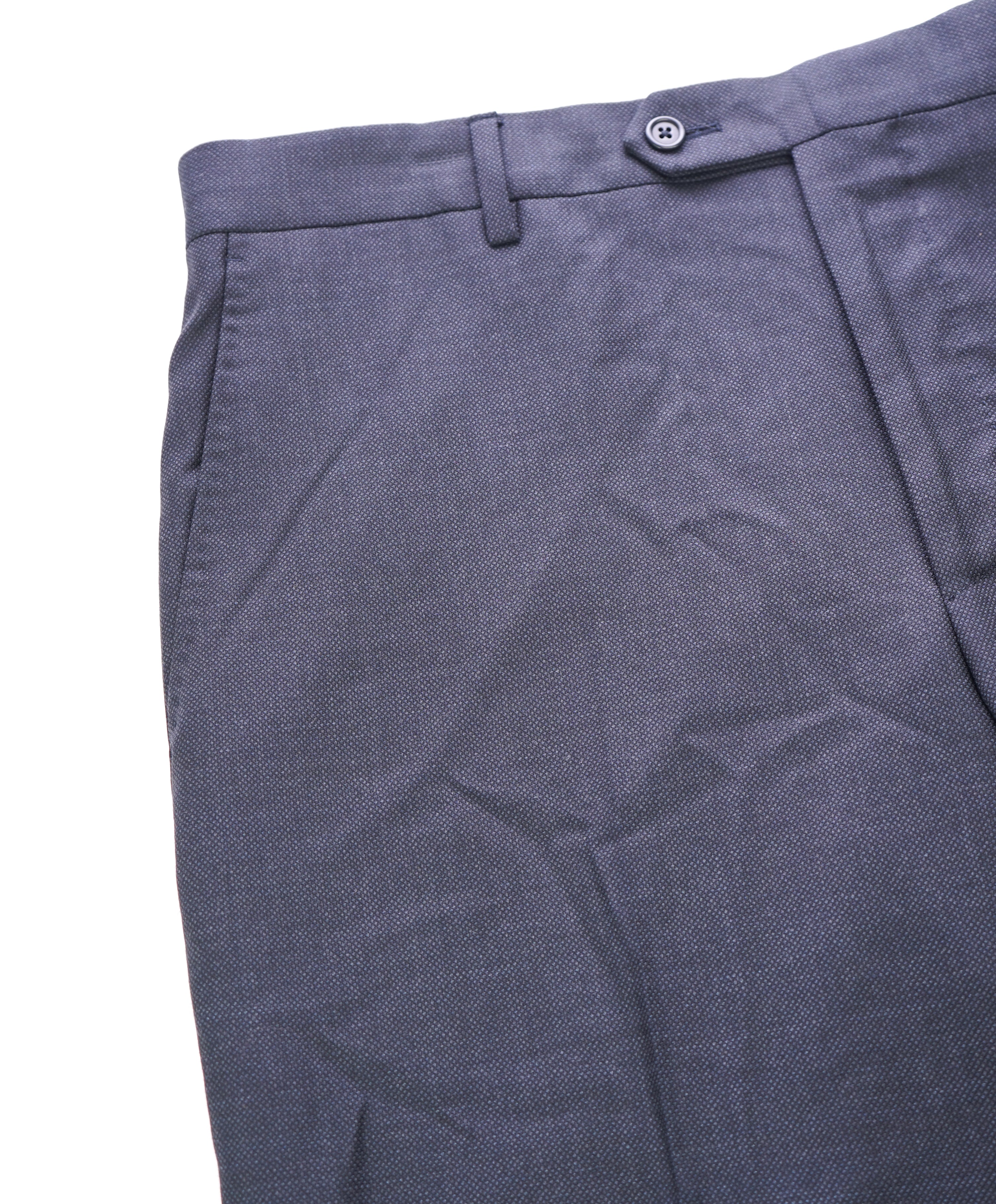 SAKS FIFTH AVE - Gray Birdseye Melange MADE IN ITALY Flat Front Dress Pants - 36W