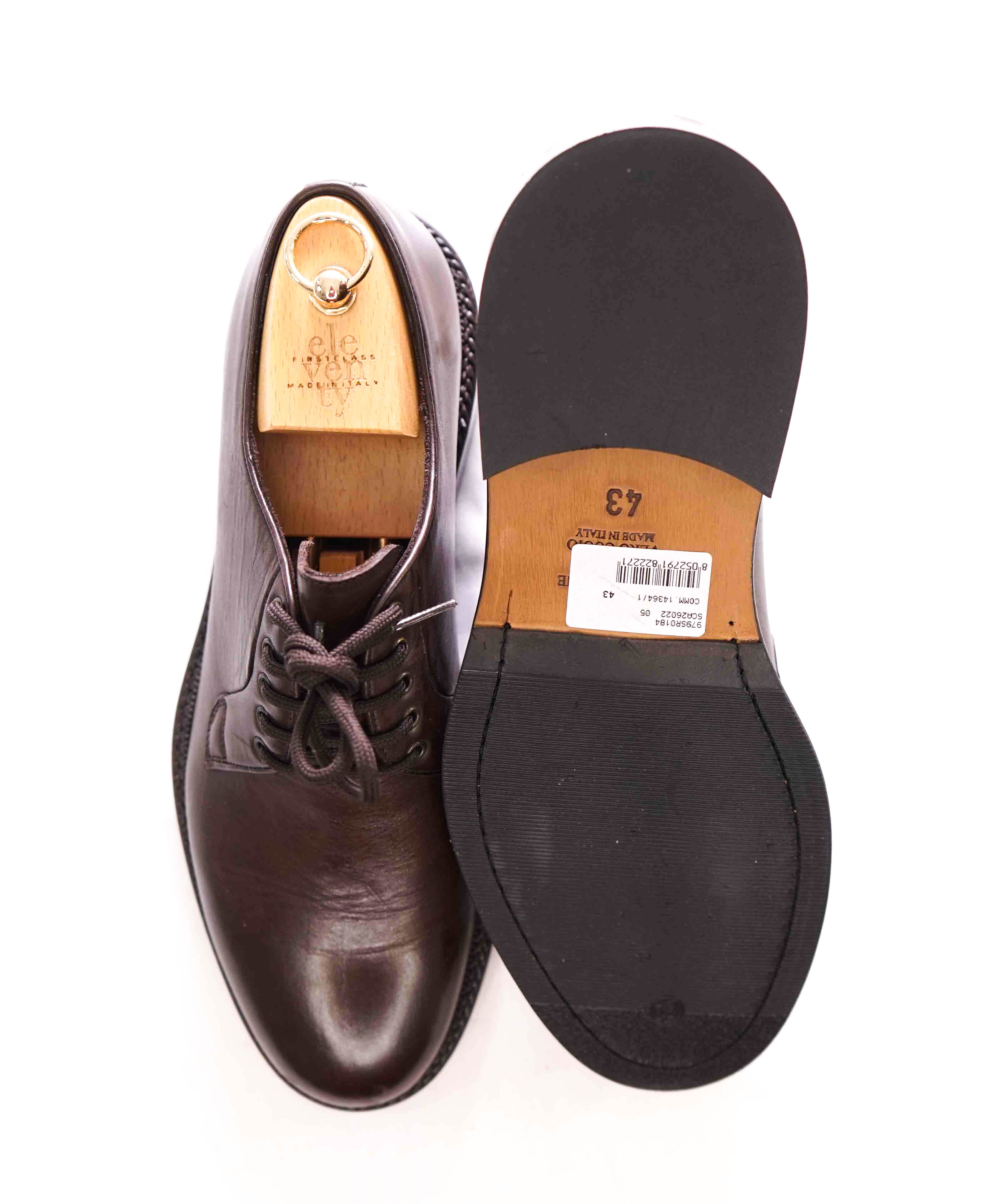 $595 ELEVENTY - Brown Derby Brunello Dress Shoes W Shoe Trees - 10 US (43EU)