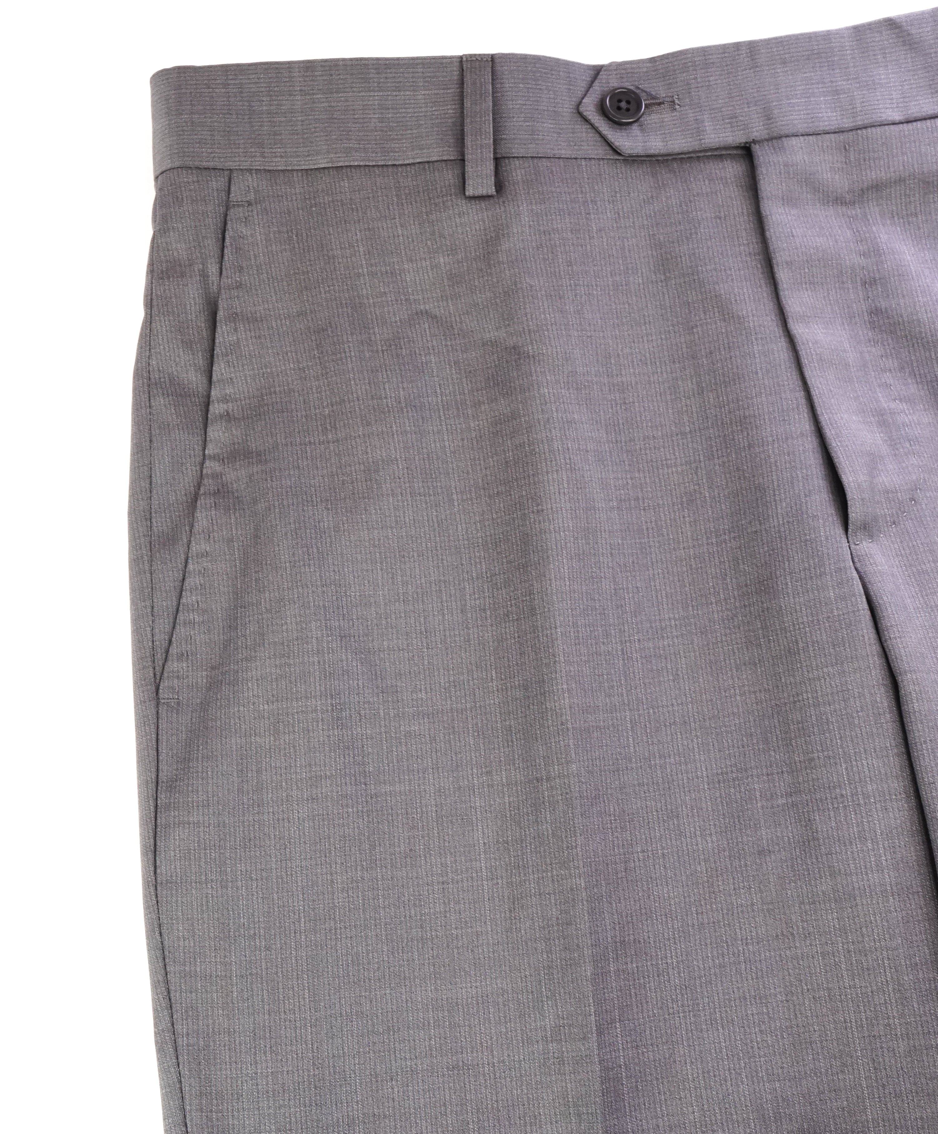 SAKS FIFTH AVE  - Gray Wool & Silk Made In ITALY Flat Front Dress Pants - 32W