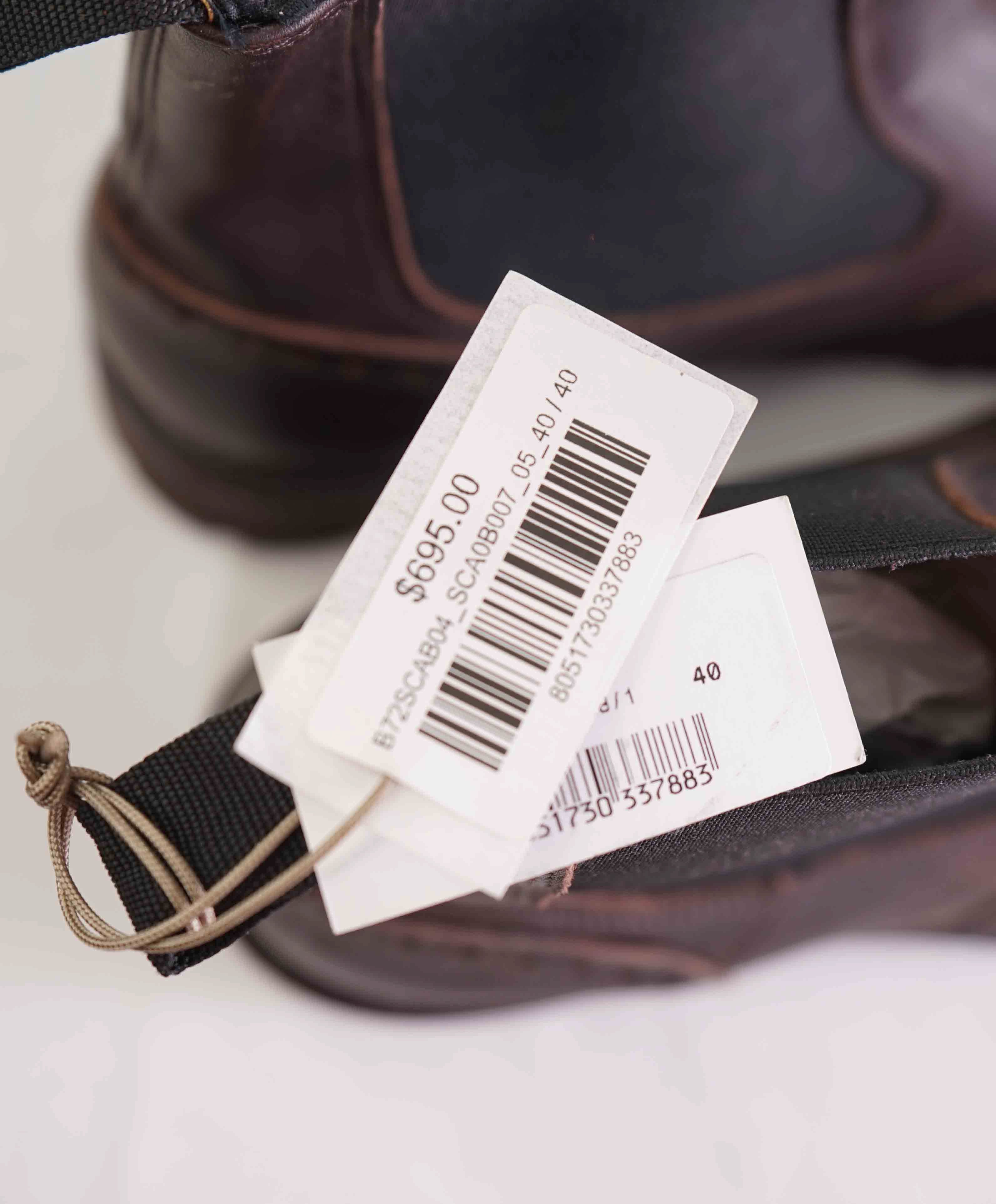 $695 ELEVENTY - Brown Brogue Leather Distressed Chelsea Boots - 7 US (40EU)