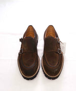 $795 ELEVENTY - Brown Monk Strap Loafers Distressed Brown Suede - 8 US (41EU)