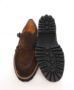 $795 ELEVENTY - Brown Monk Strap Loafers Distressed Brown Suede - 8 US (41EU)