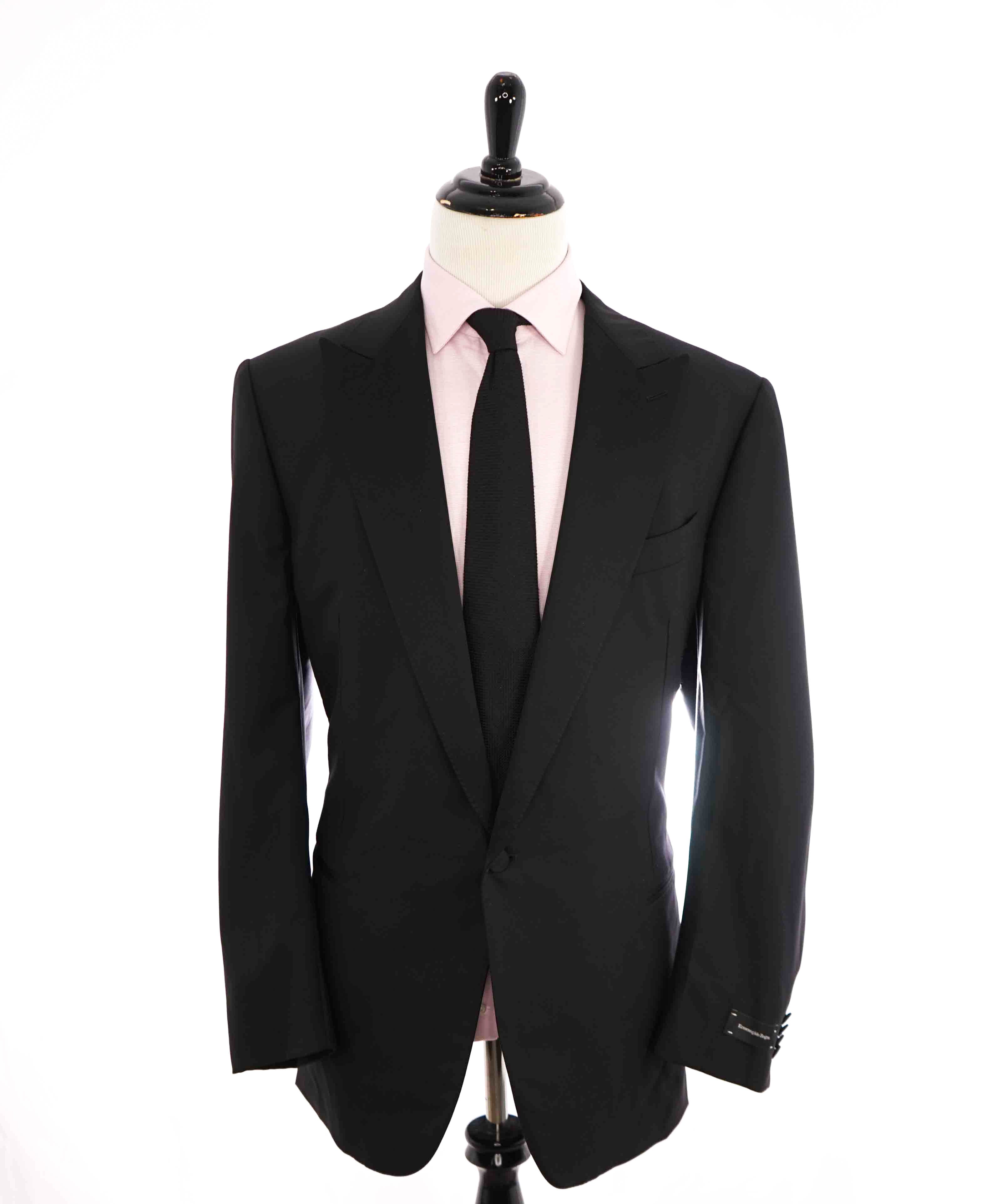 ERMENEGILDO ZEGNA -"MICRONSPHERE MILA" PEAK LAPEL Black Tuxedo - 52R