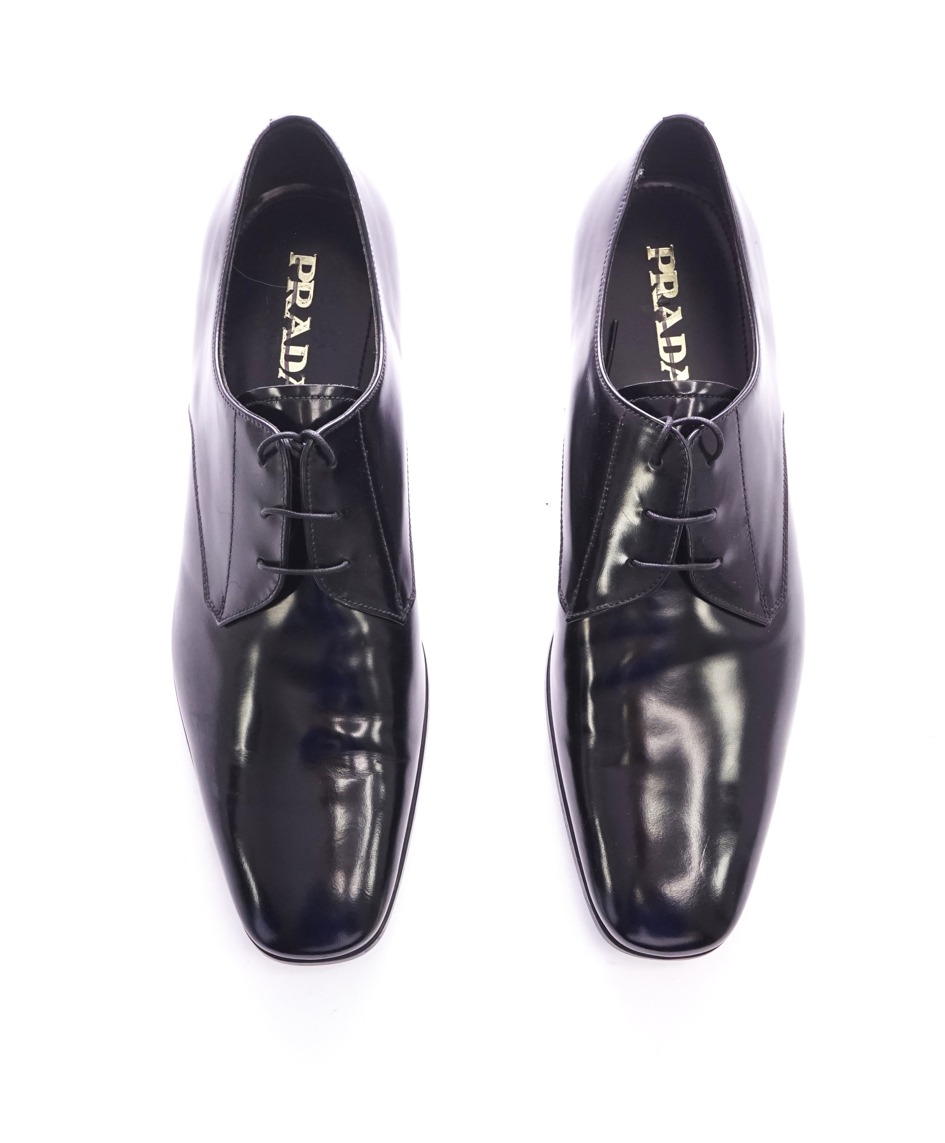 PRADA - Patent Leather Cap Toe Spazzolato Oxfords With Rubber Sole - 10