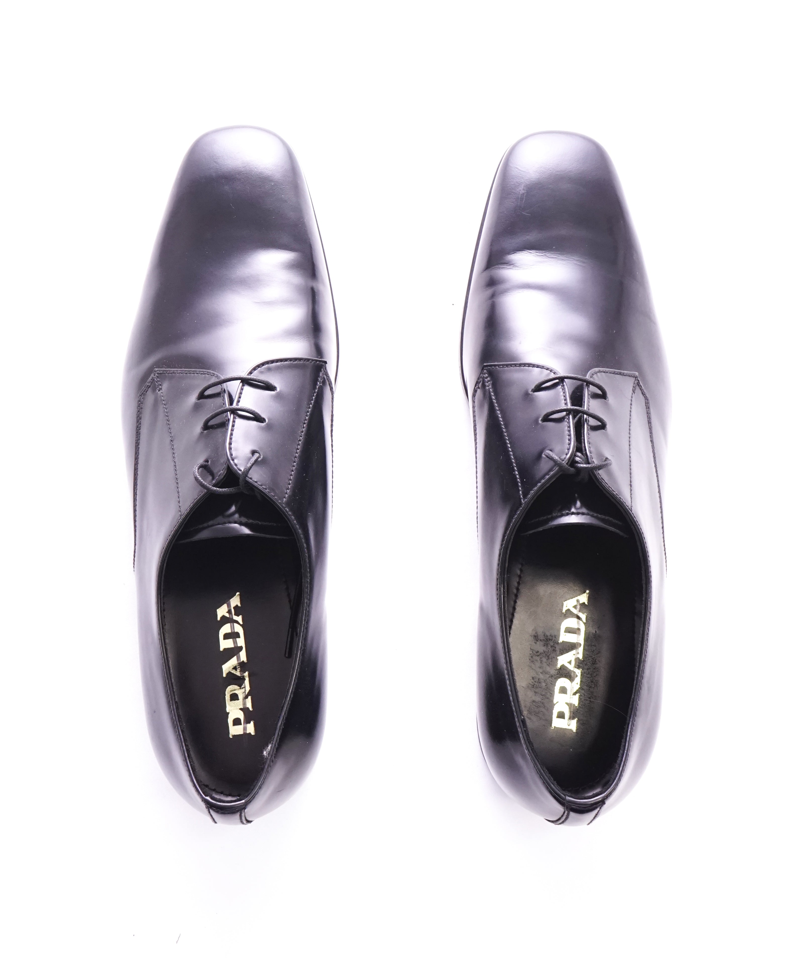 PRADA - Patent Leather Cap Toe Spazzolato Oxfords With Rubber Sole - 10