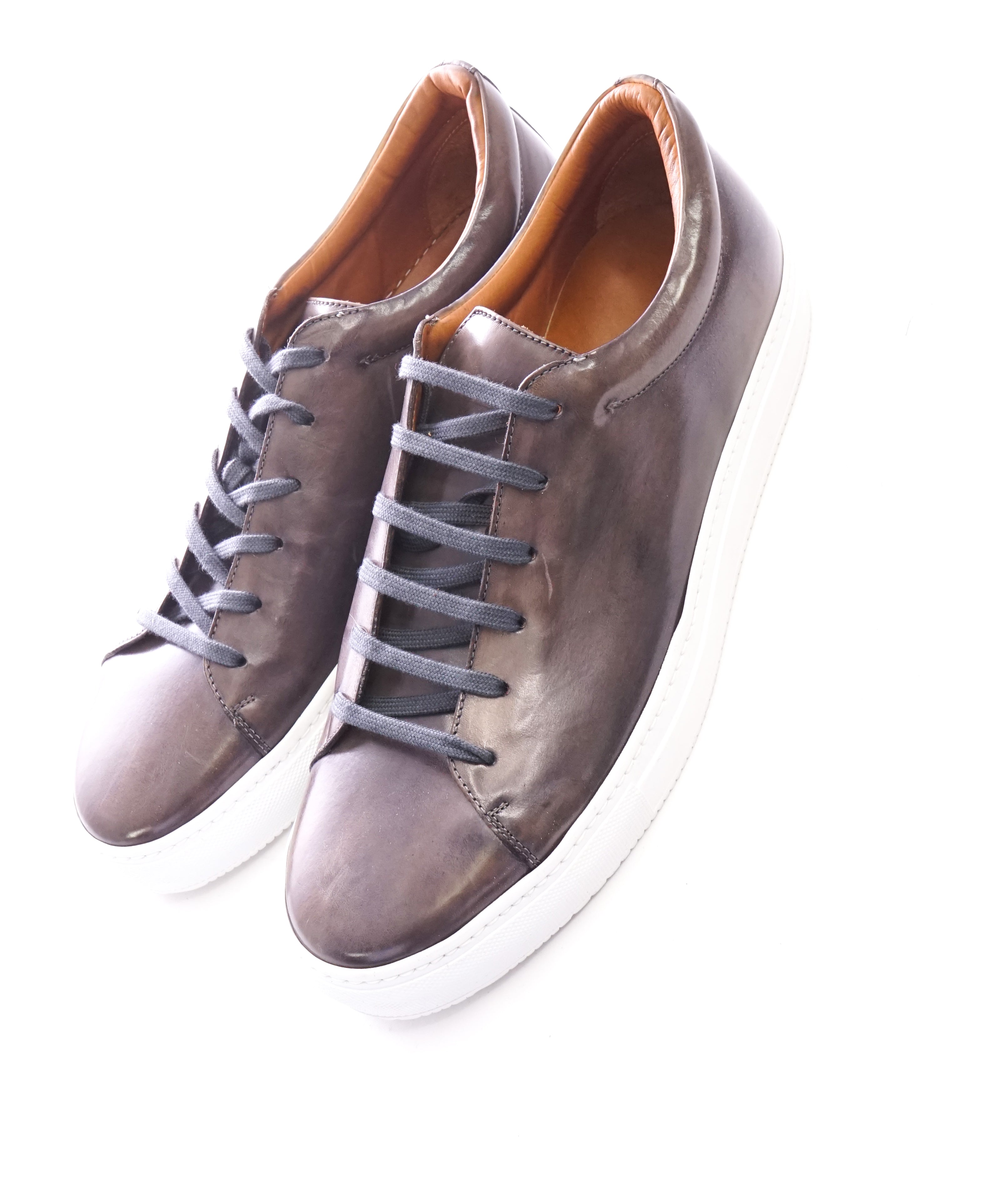 PAUL STUART - HAND MADE IN ITALY Patina Premium Leather Sneakers - 10.5