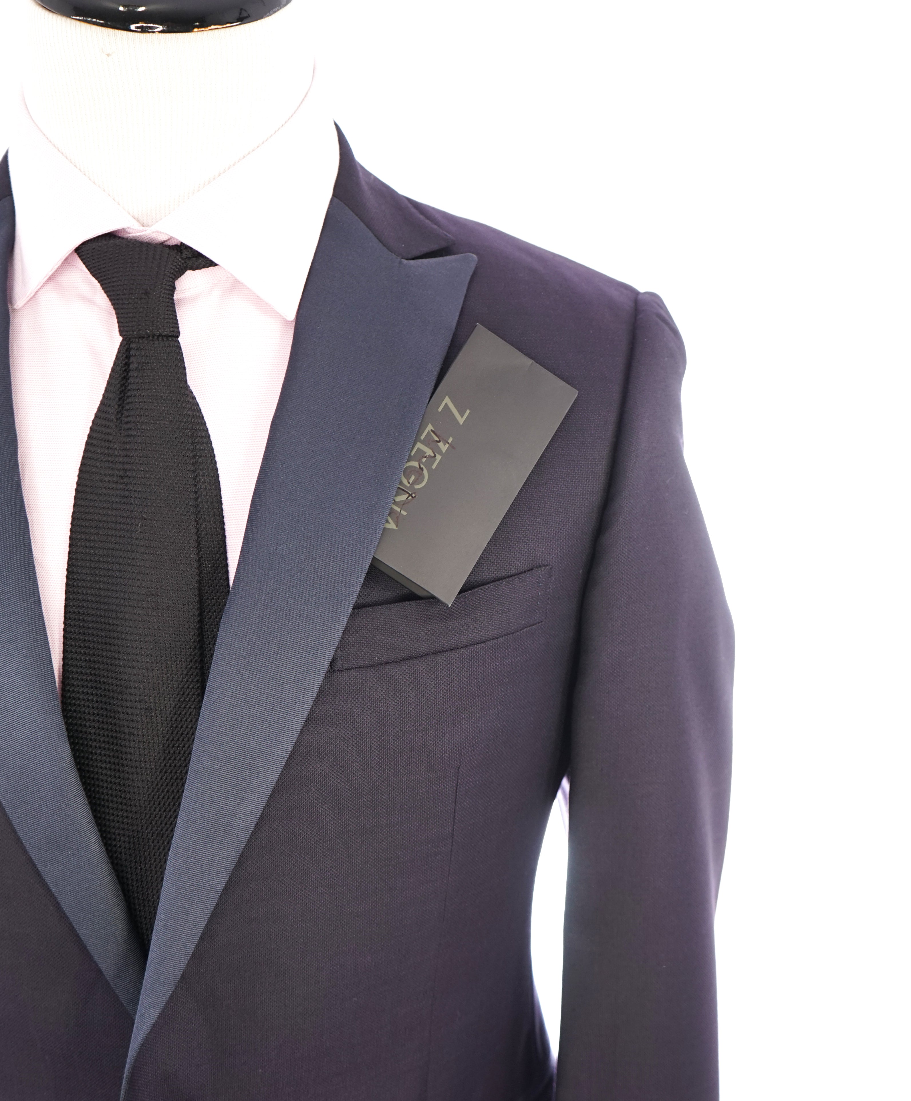 Z ZEGNA - Eggplant Purple Peak Lapel 1-Button Drop 8 Wool Tuxedo Suit - 42R