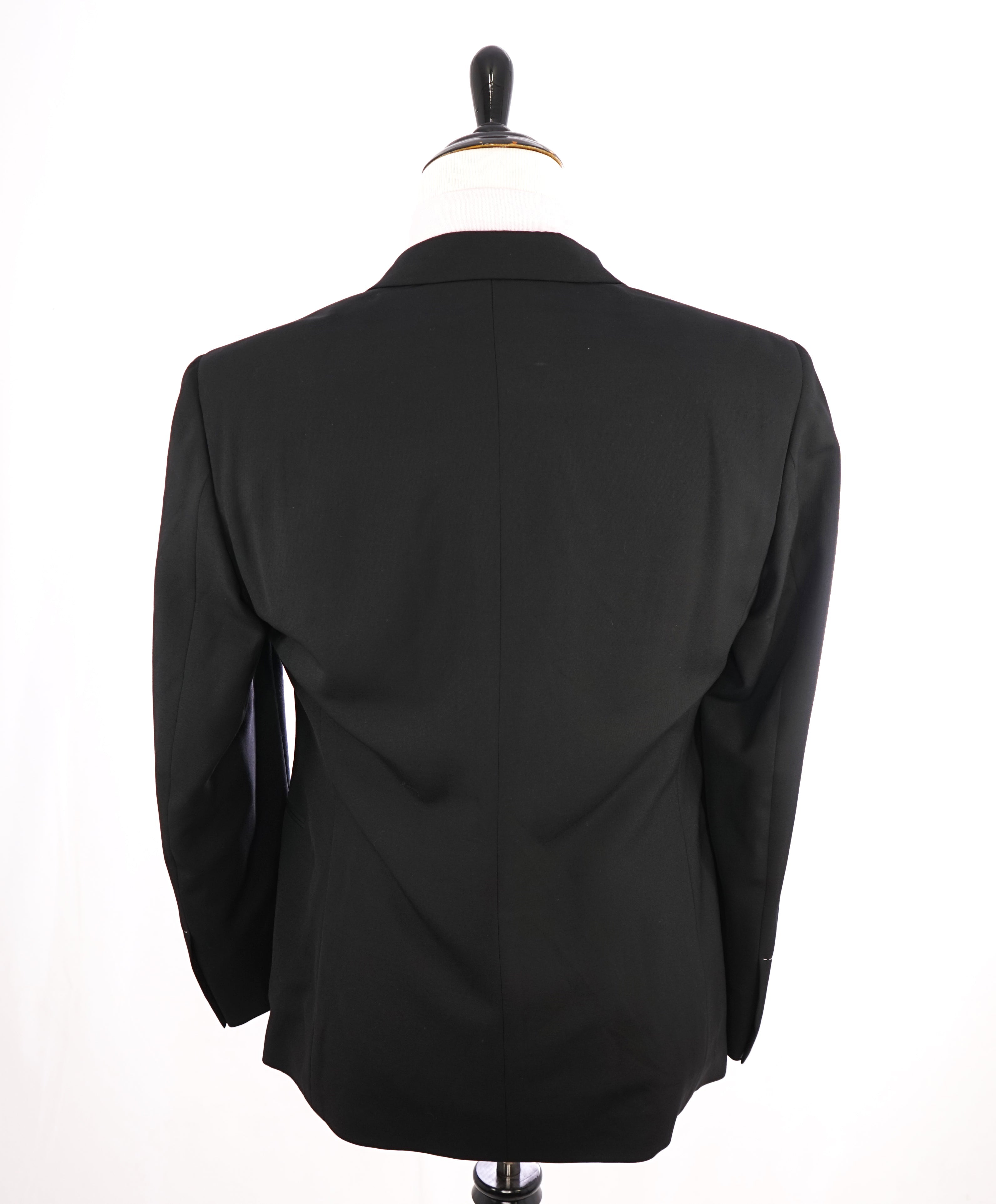 RALPH LAUREN PURPLE LABEL - Peak Lapel Black Tuxedo Suit With Side Tabs - 44R