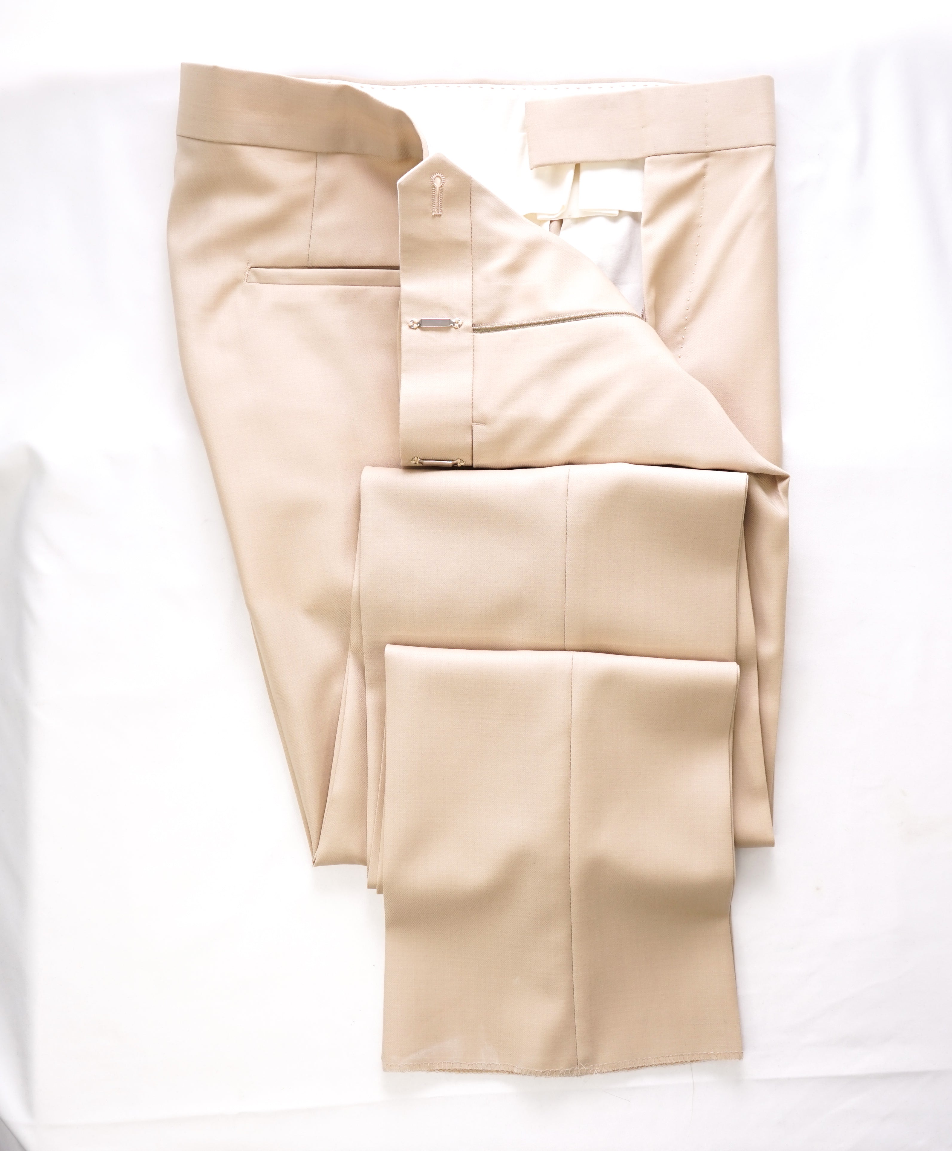 LUTWYCHE - HAND MADE IN ENGLAND Beige Premium Wool Dress Pants - 32W