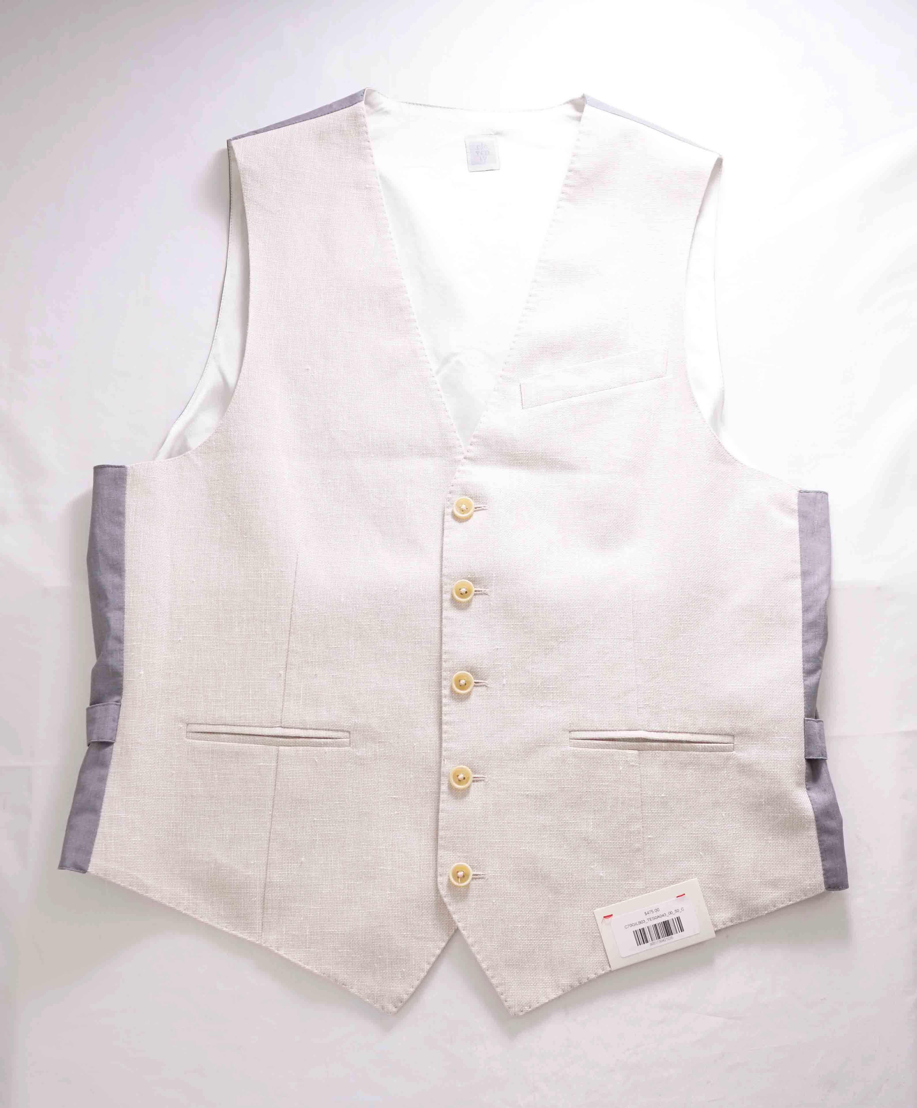 $475 ELEVENTY - *COTTON / LINEN* Textured Weave Waistcoat Vest - 40R