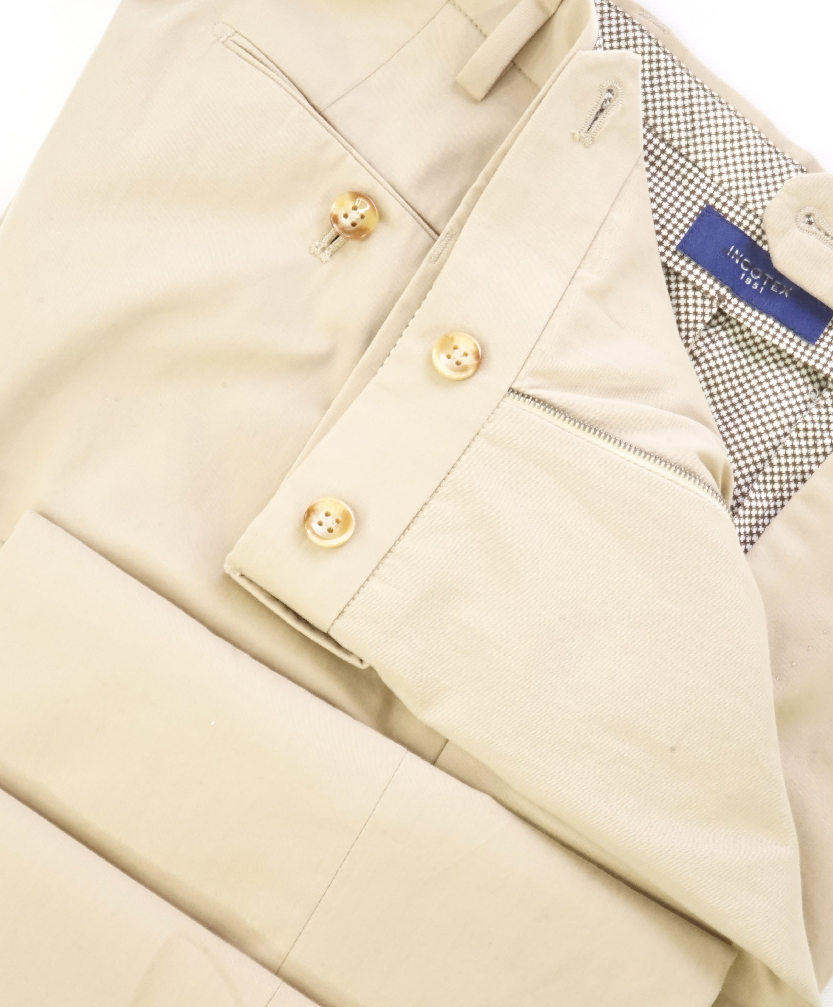 INCOTEX - "SOFT TOUCH COTTON" Beige Stone Premium Pants - 34W