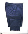 INCOTEX - PURE COTTON Flat Front Blue Premium Dress Pants  -  34W