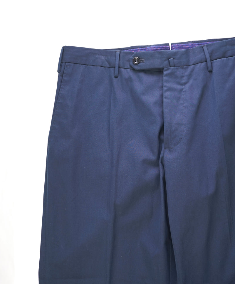 INCOTEX - PURE COTTON Flat Front Blue Premium Dress Pants  -  34W