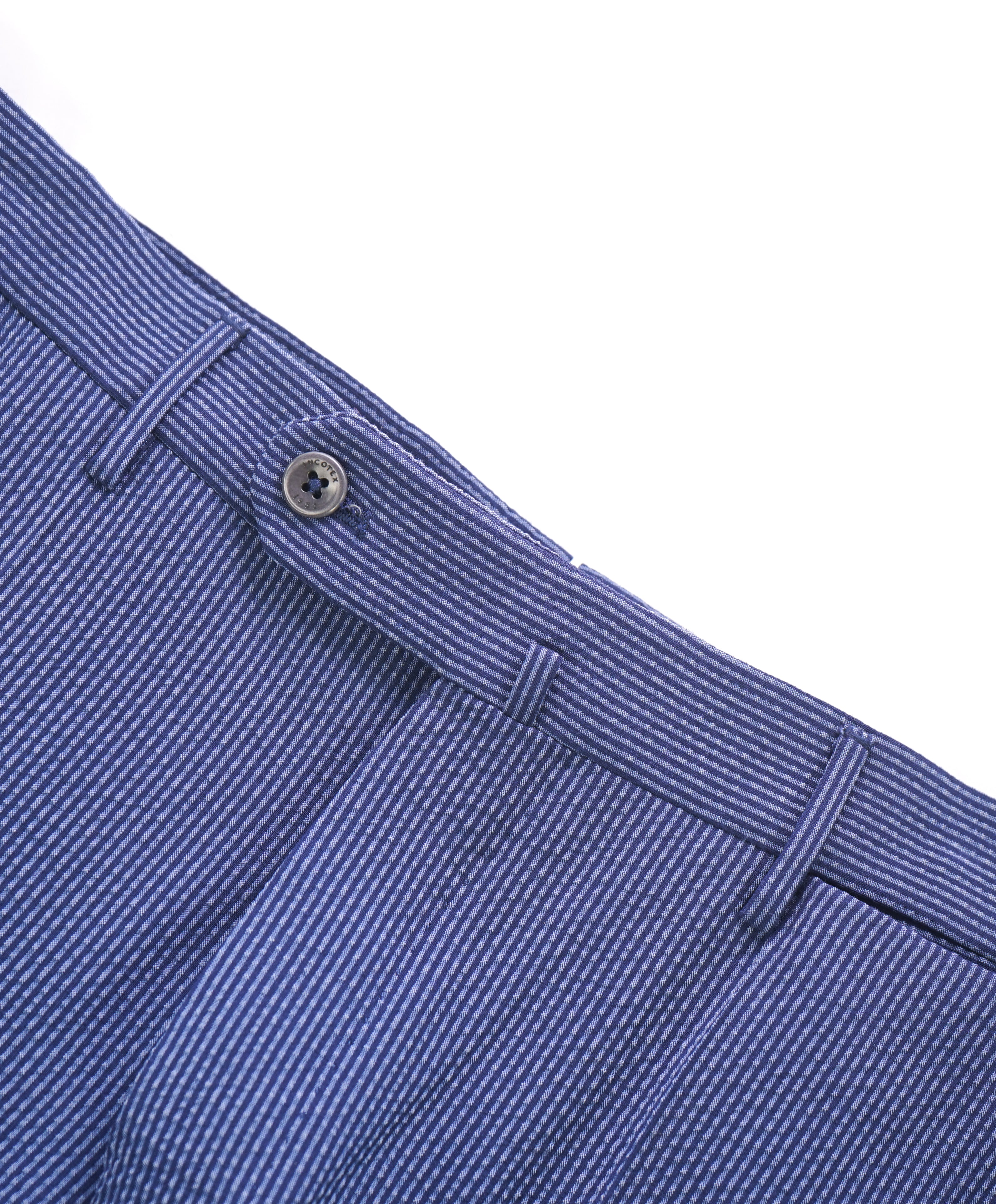 INCOTEX - "Modern Fit" Pattern M Seersucker Blue Cotton Dress Pants  -  32W