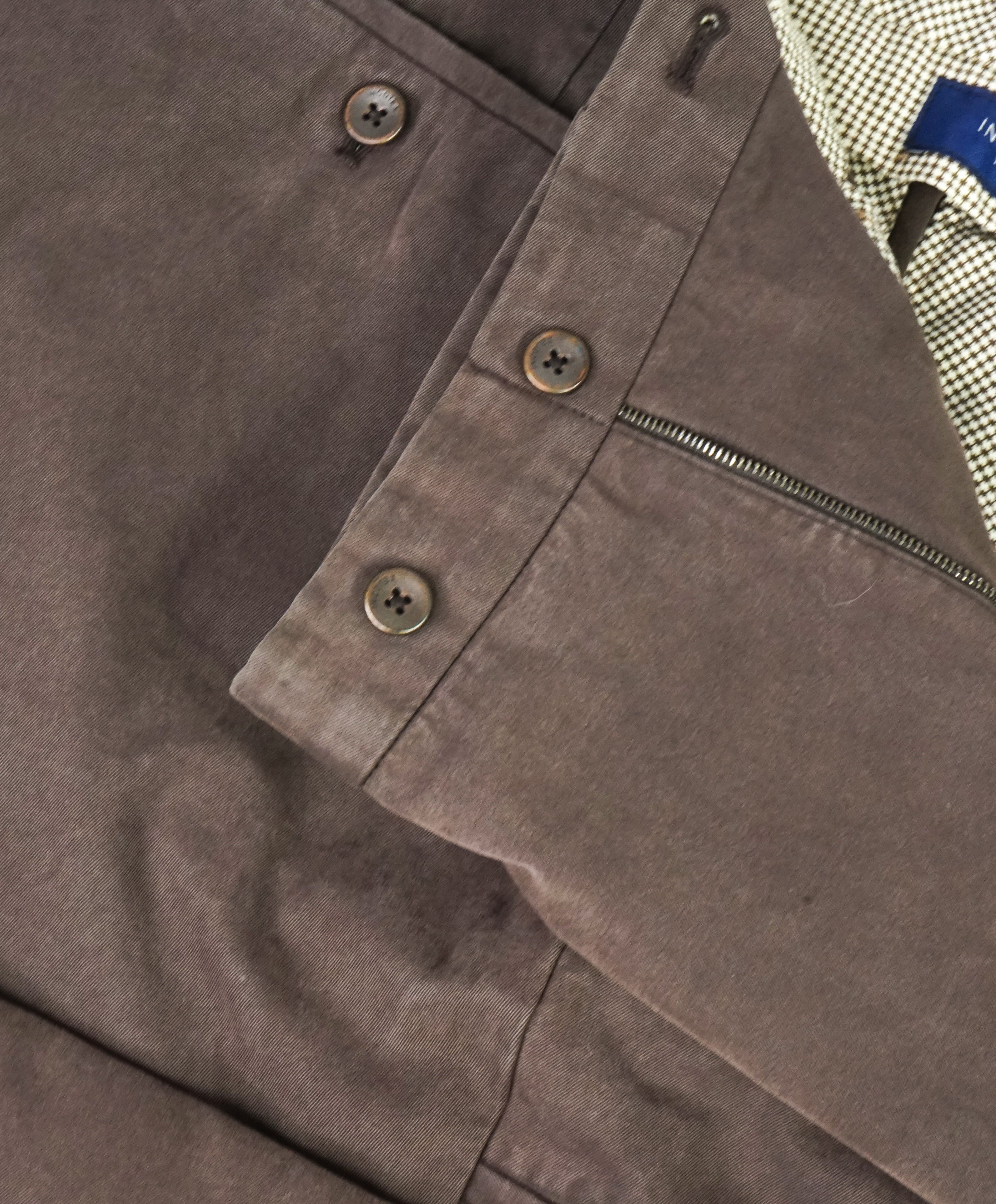 INCOTEX - "SOFT TOUCH COTTON" Distressed Brown Premium Pants - 40W