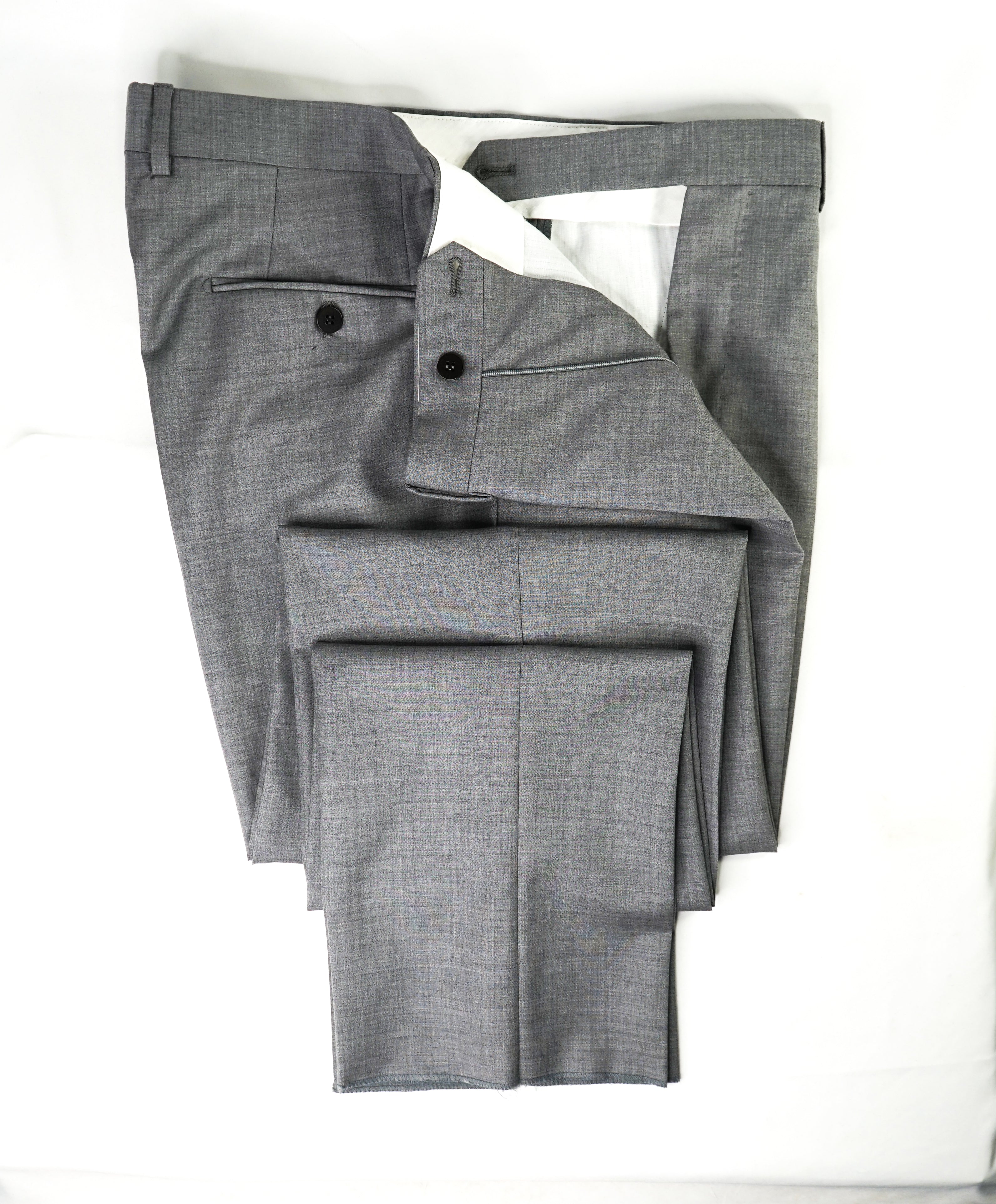 EIDOS - "ELONGATED WAIST TAB" Gray Pure Wool Dress Pants - 36W