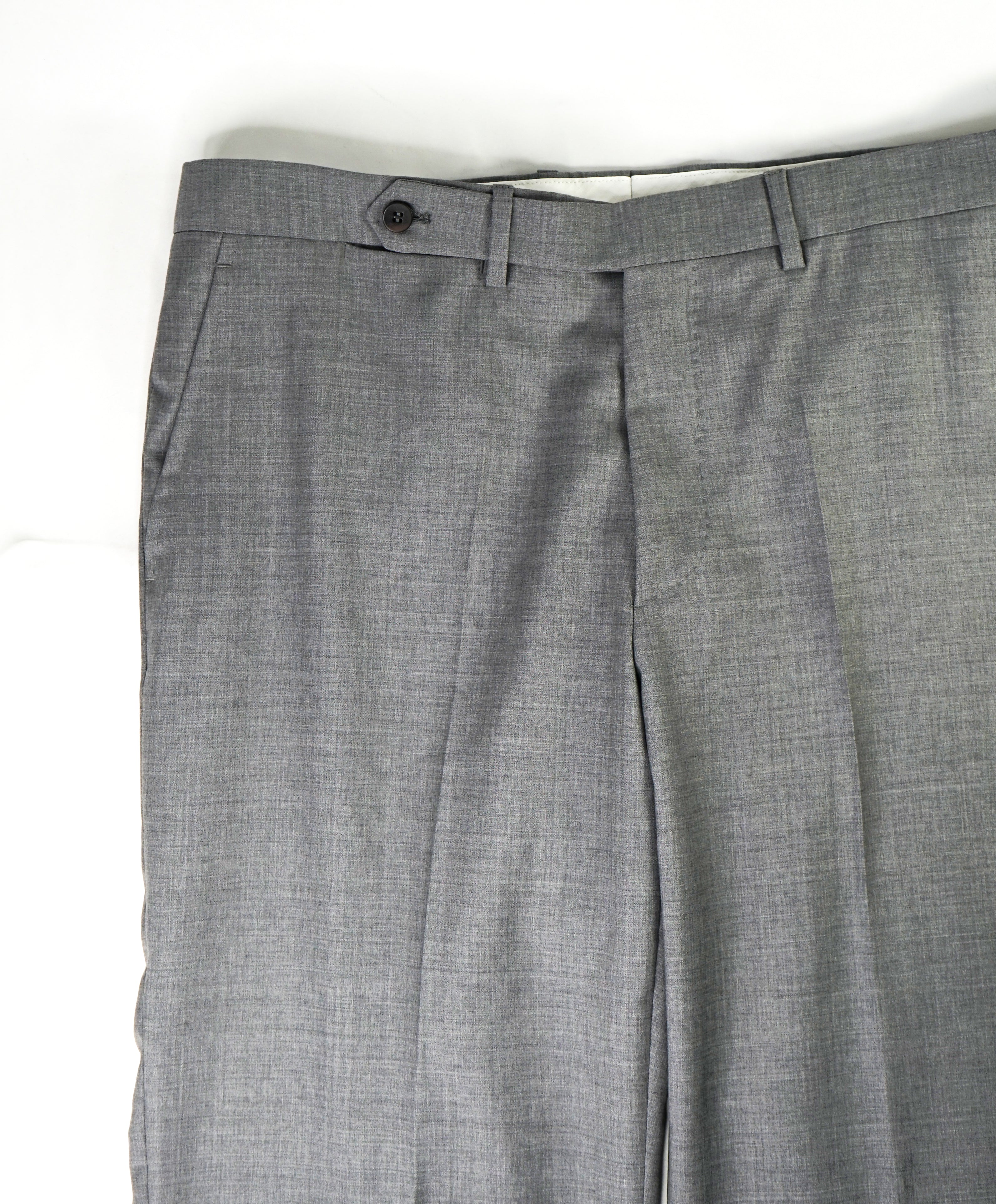 EIDOS - "ELONGATED WAIST TAB" Gray Pure Wool Dress Pants - 36W