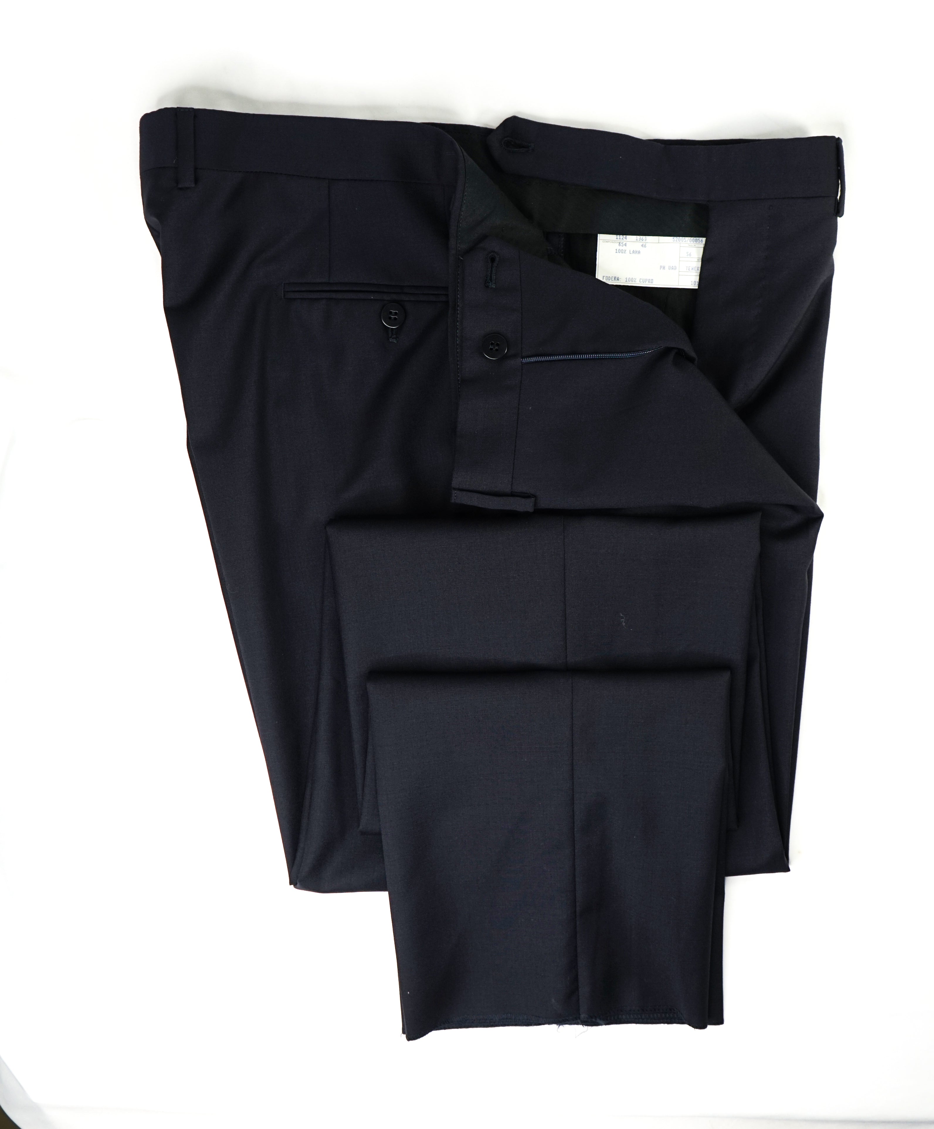 EIDOS - "ELONGATED WAIST TAB" Navy Pure Wool Dress Pants - 39W