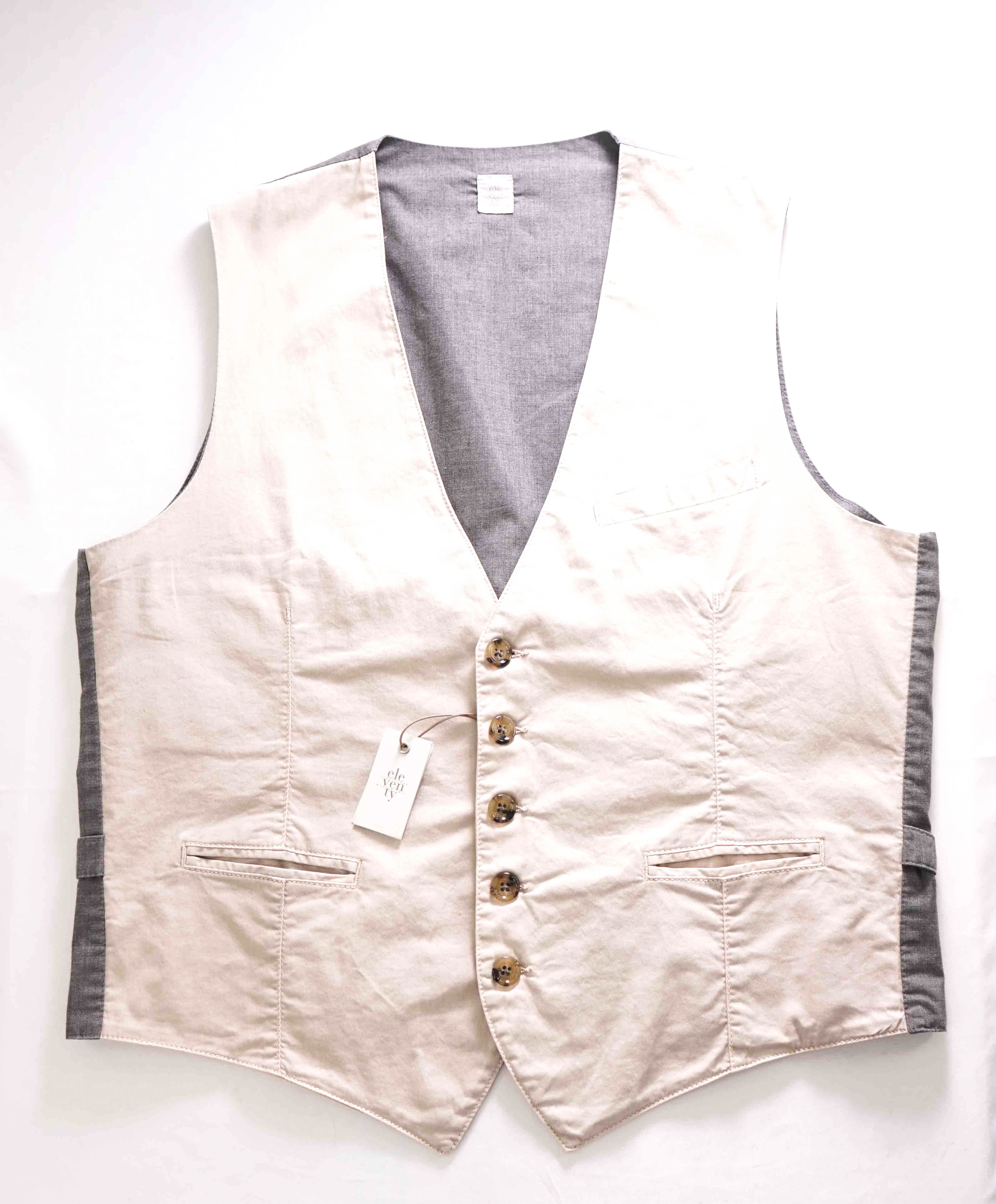 $445 ELEVENTY - *COTTON* Sand/Neutral Waistcoat Vest - 40R (M)