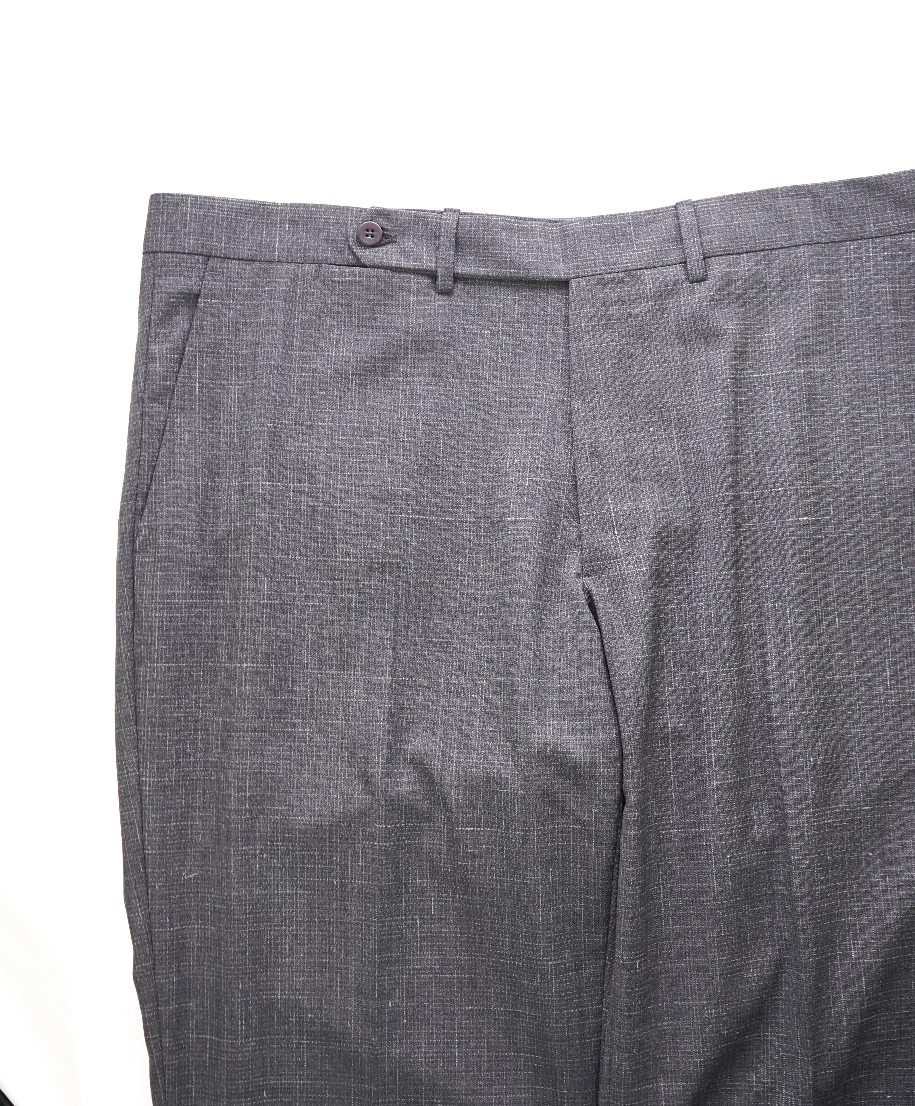 EIDOS - "ELONGATED WAIST TAB" Gray Check Wool/Silk/Linen Dress Pants - 38W