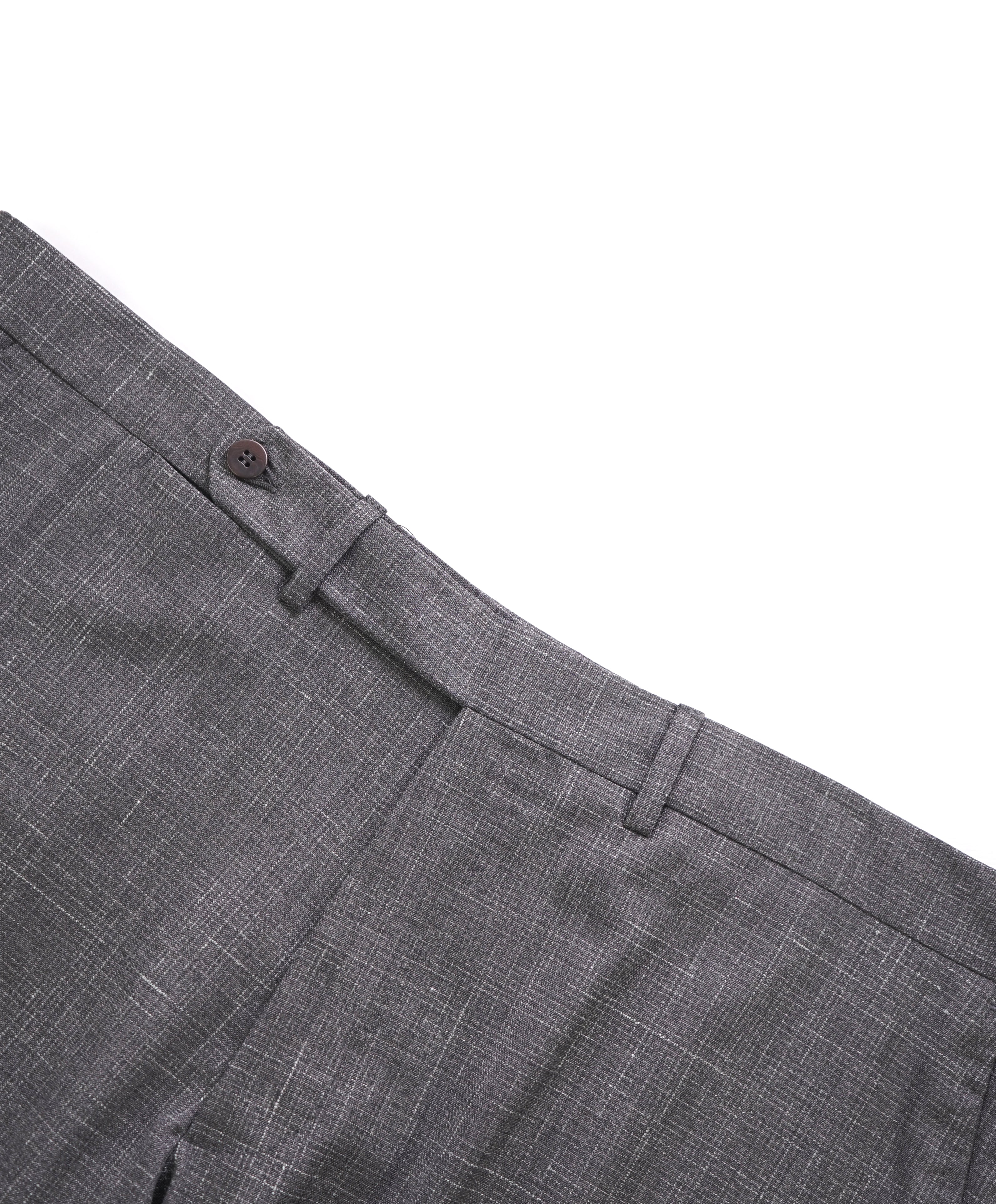 EIDOS - "ELONGATED WAIST TAB" Gray Check Wool/Silk/Linen Dress Pants - 38W