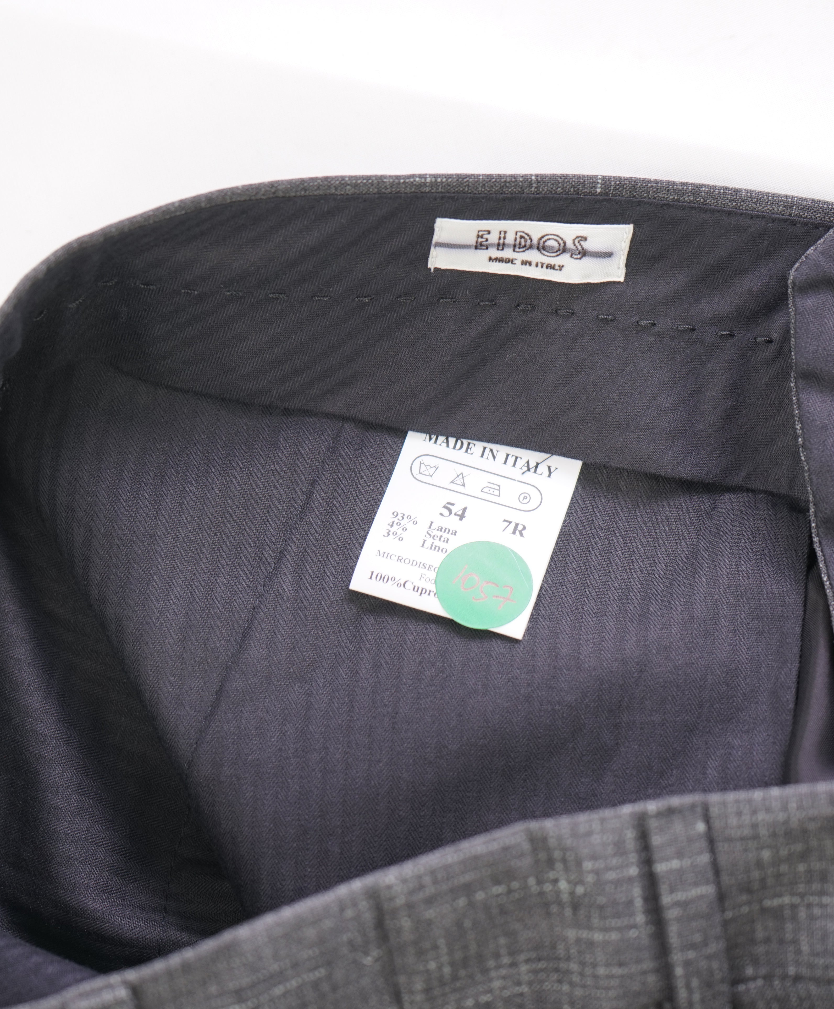 EIDOS - "ELONGATED WAIST TAB" Gray Check Wool/Silk/Linen Dress Pants - 38W