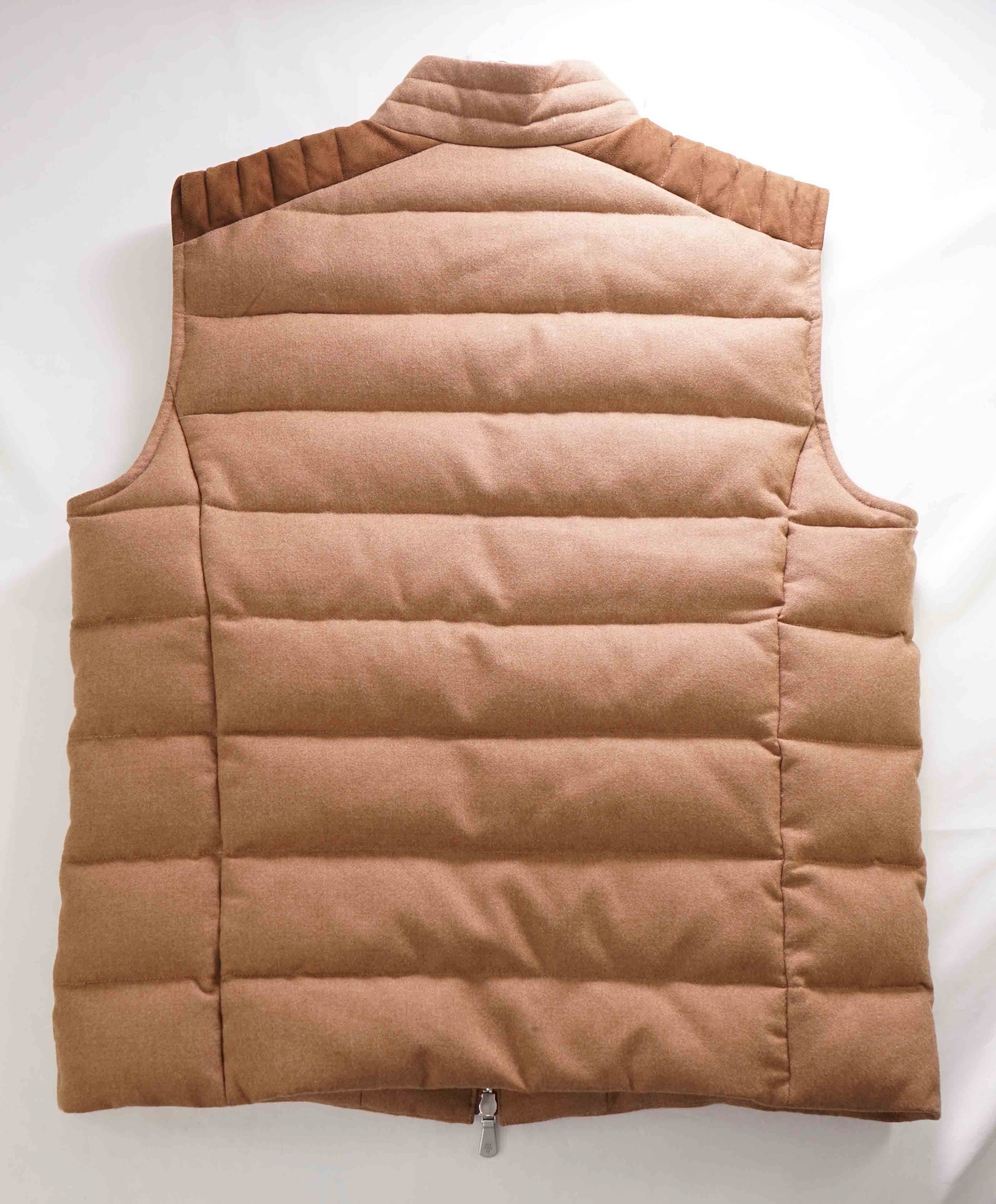 $1,695 ELEVENTY - *SUEDE / WOOL* Platinum Brown Puffer Coat Vest - 40R (M)