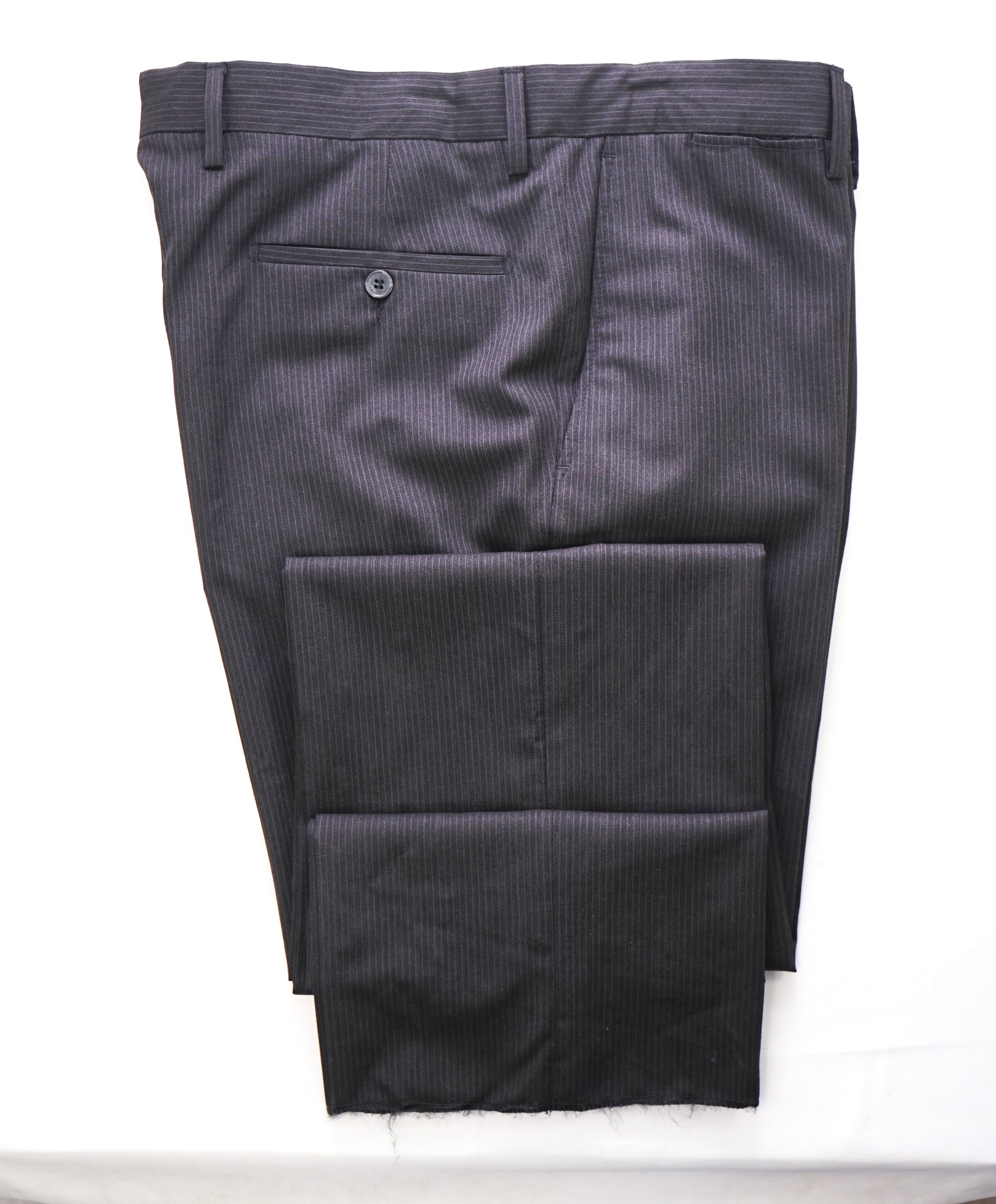 VERSACE COLLECTION -  Tonal Gray Stripe Logo Button Dress Pants - 36W