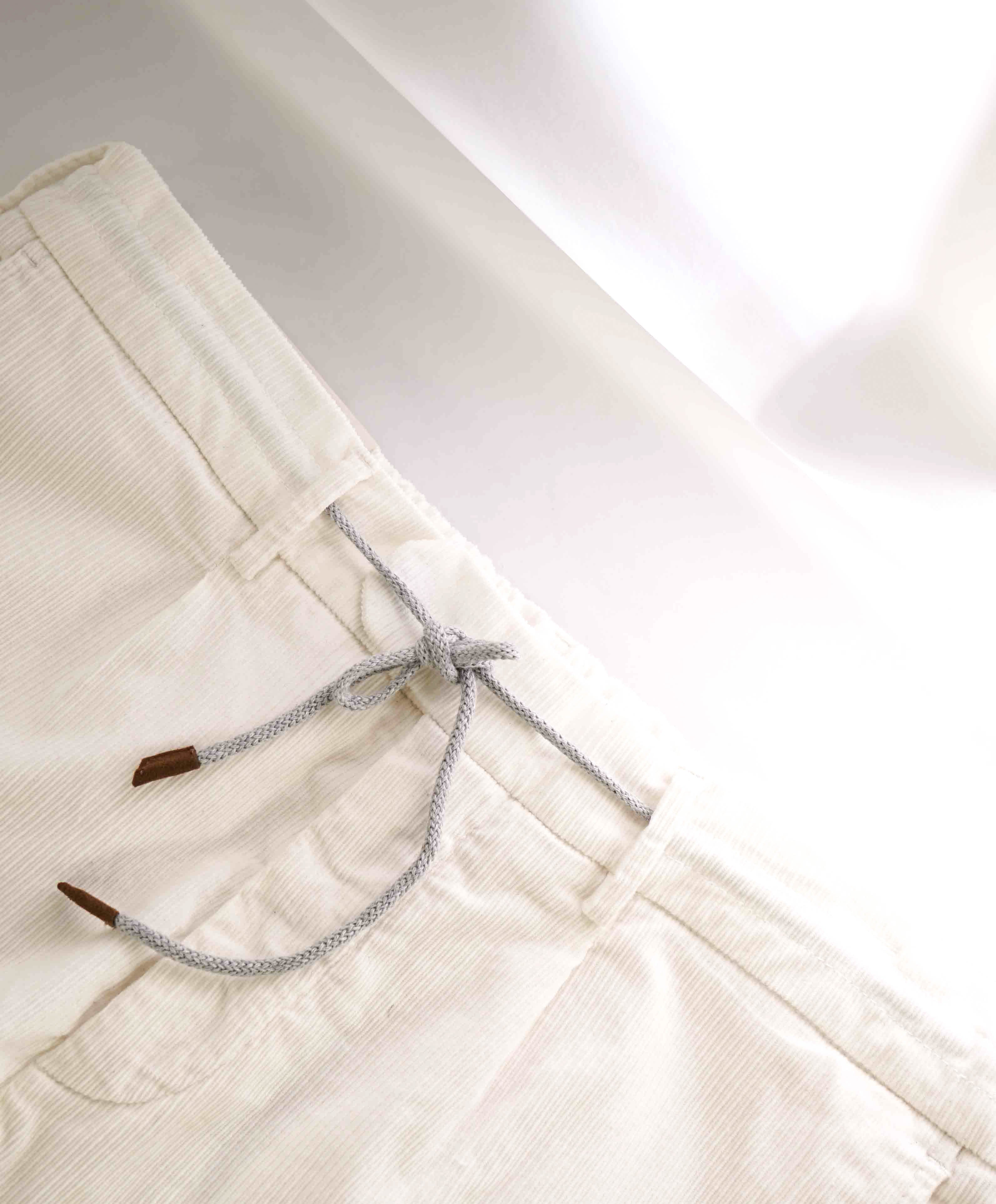 $695 ELEVENTY - JOGGER *SUEDE Draw String* White Cotton Corduroy Pants- 36W