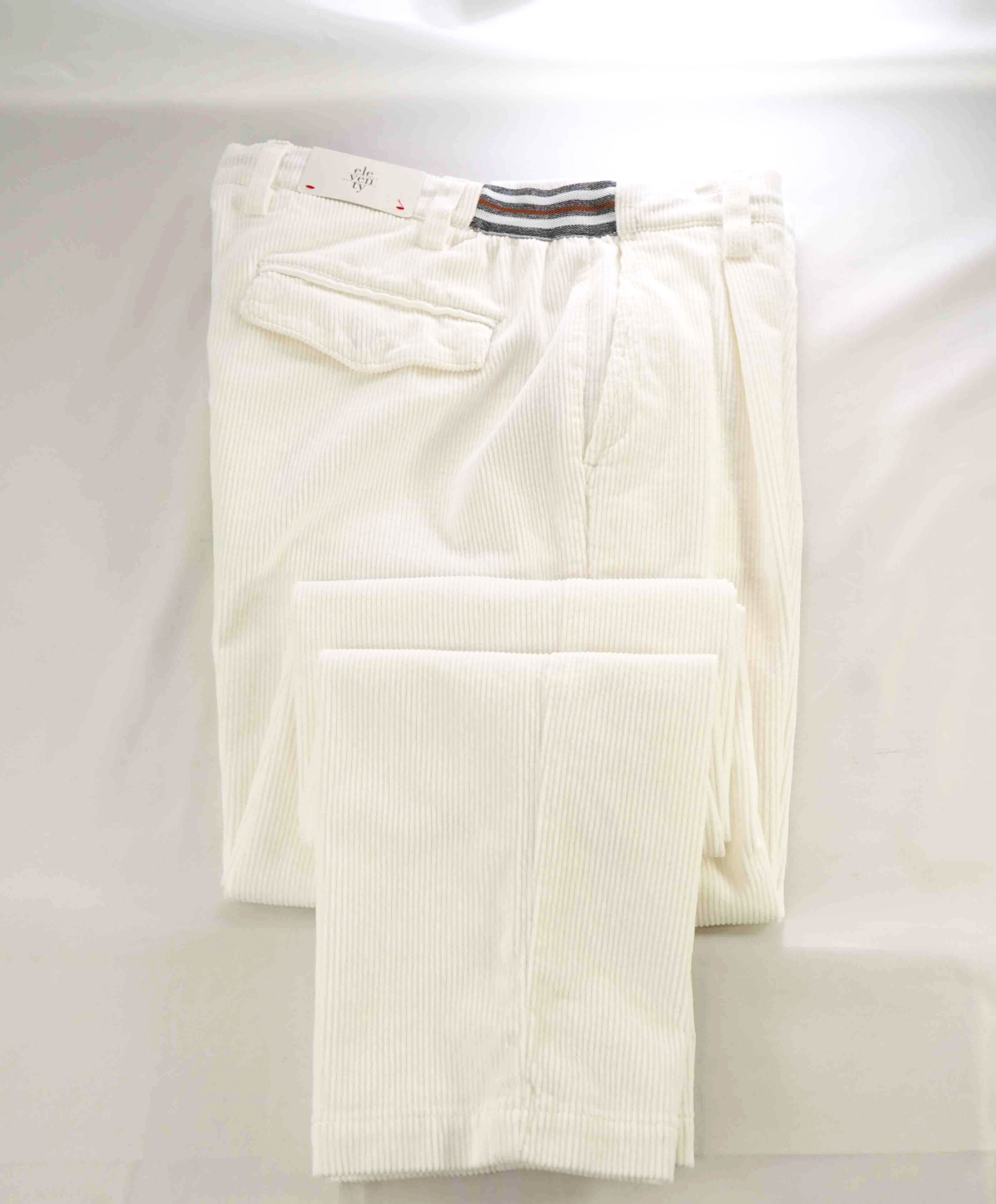 $695 ELEVENTY - JOGGER *SUEDE Draw String* White Cotton Corduroy Pants- 34W